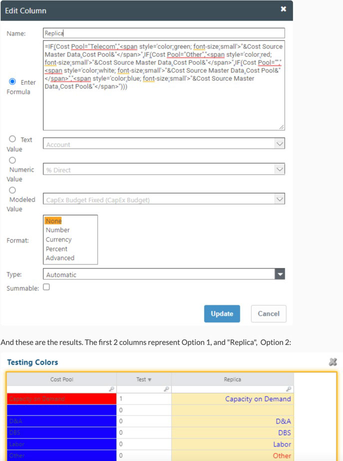 Current feature to change colour of an individual report component