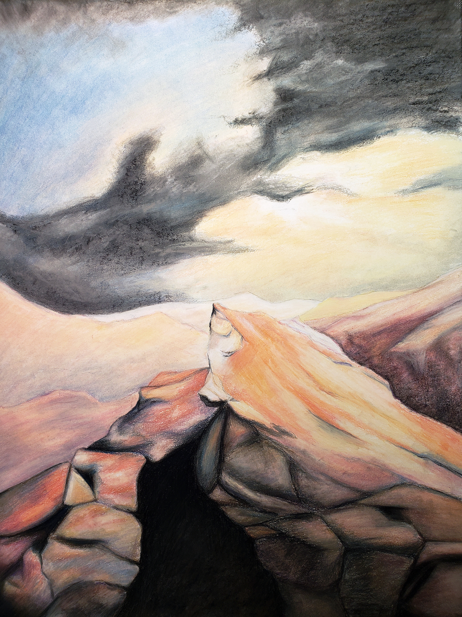 Completed with hard pastels Spring 2020 school year.