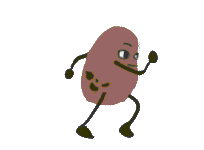 Russet the potato falling to the ground.