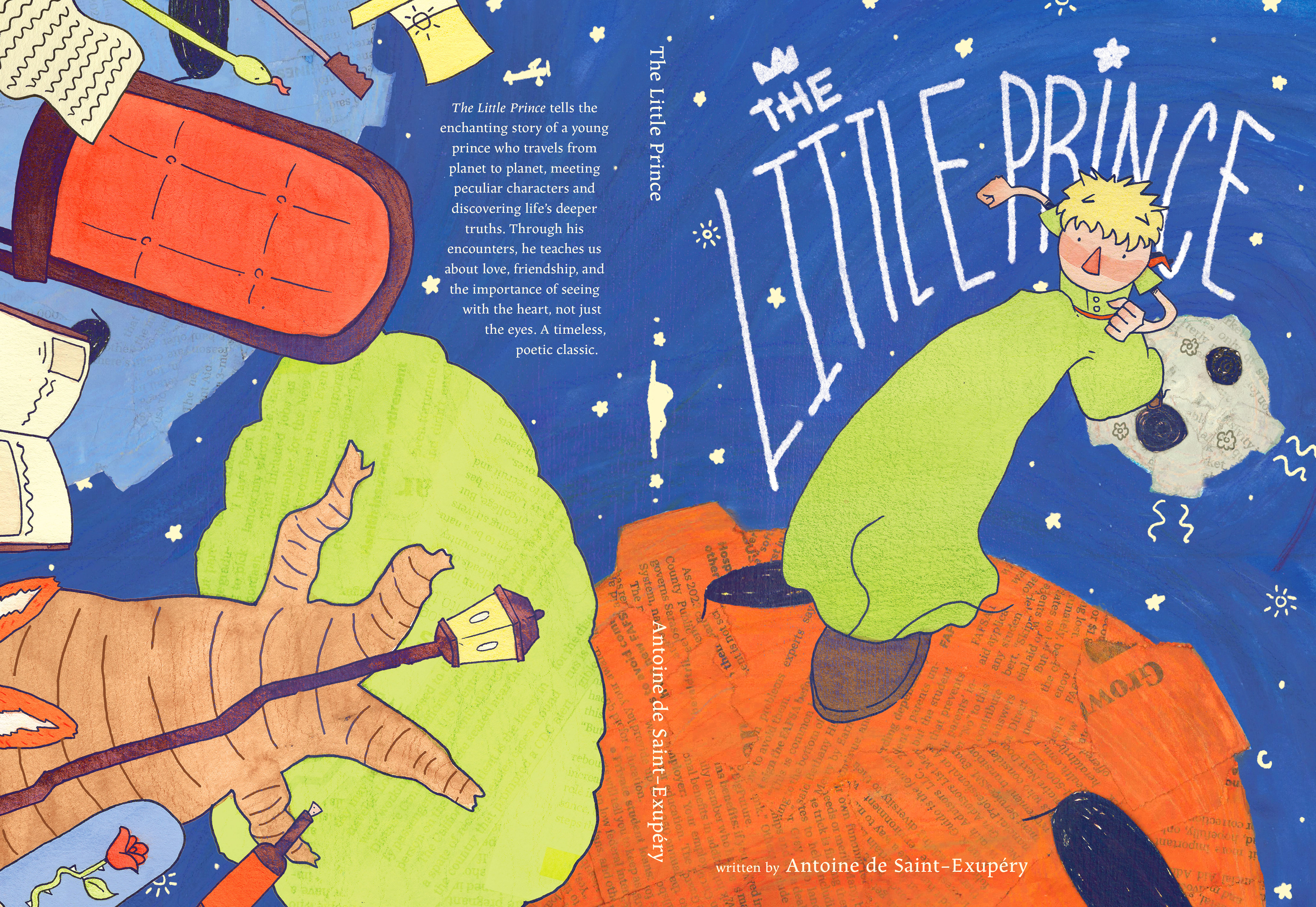 The Little Prince Book Cover Concept | Gouache, Watercolor, Collage, Digital