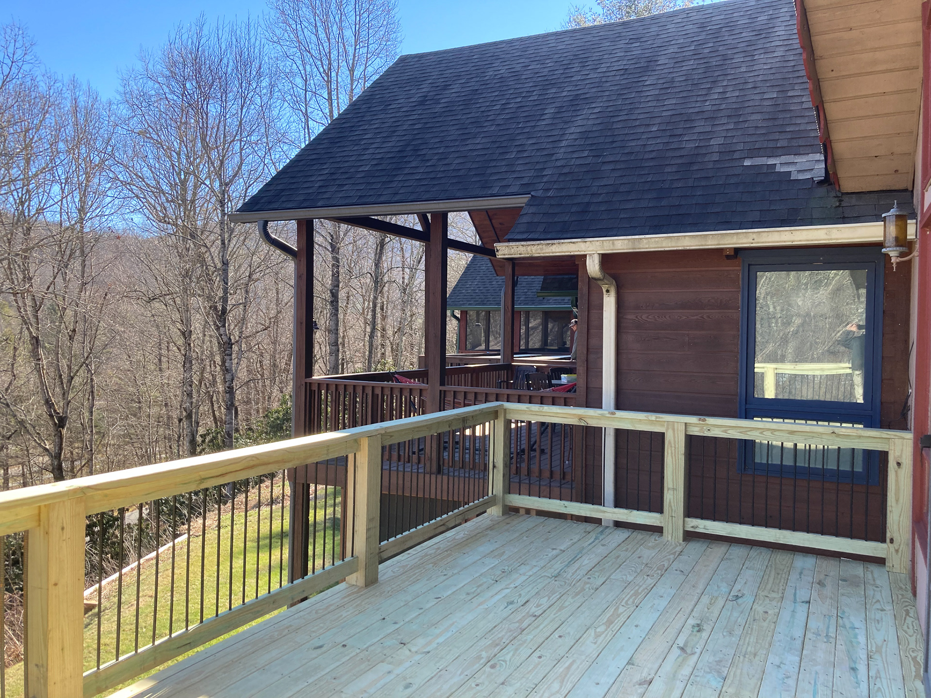 The new railing features black re-purposed rebar.