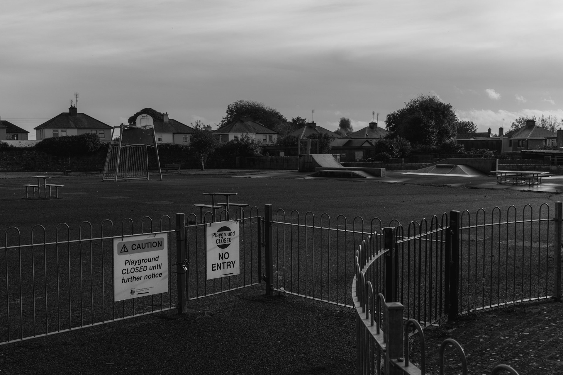 TUAM, IRELAND - OCTOBER 13, 2022: View of the playground built on the site of the former St. Mary’s Mother and Baby Home, a former maternity home for unmarried mothers and their children run by the Bon Secours order in Tuam, Ireland, on October 13, 2022. In 2014, local historian, Catherine Corless, went public with information concerning the deaths of 798 children at the institution. Corless' research led her to conclude that almost all had been buried in an unmarked and unregistered site at the Home. Subsequent excavations carried out by an Irish government appointed Commission, found a significant quantity of human remains in a vault with twenty chambers, believed to be part of an old septic tank from the period the site was use as a workhouse. CREDIT: Paulo Nunes dos Santos for The New York Times