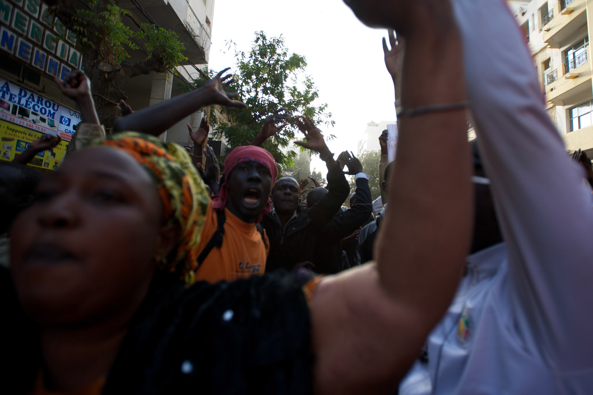 February 24, 2012 - Dakar, Senegal: Supporters of the Presidential candidate Idrissa Seck rally in the last of day of electoral campaign in central Dakar. (Paulo Nunes dos Santos/Polaris)