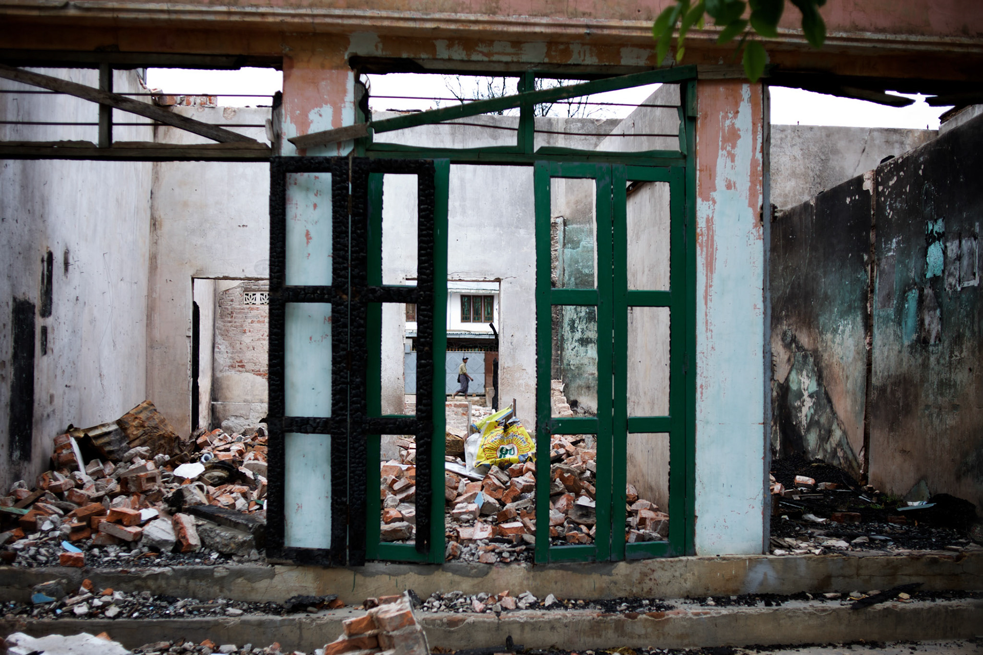 May 15, 2013 - Meiktila, Myanmar: Damaged buildings are seen in a Muslim quarter, which was razed by Buddhists in ethnic violence in March, in Meikhtila, central Myanmar. CREDIT: Paulo Nunes dos Santos