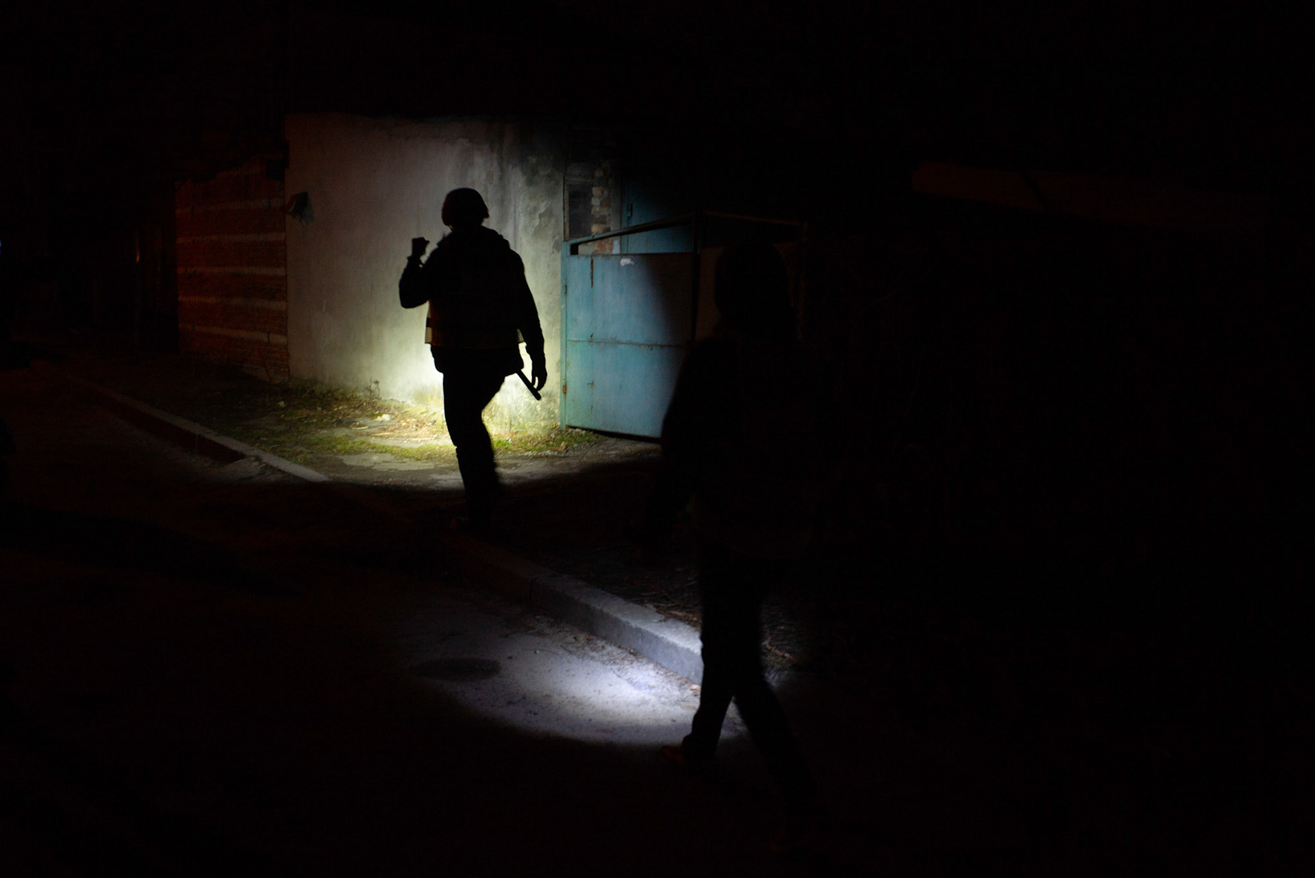 Members of a neighbourhood watch patrolling the streets of Lviv in search of possible Russian saboteurs.