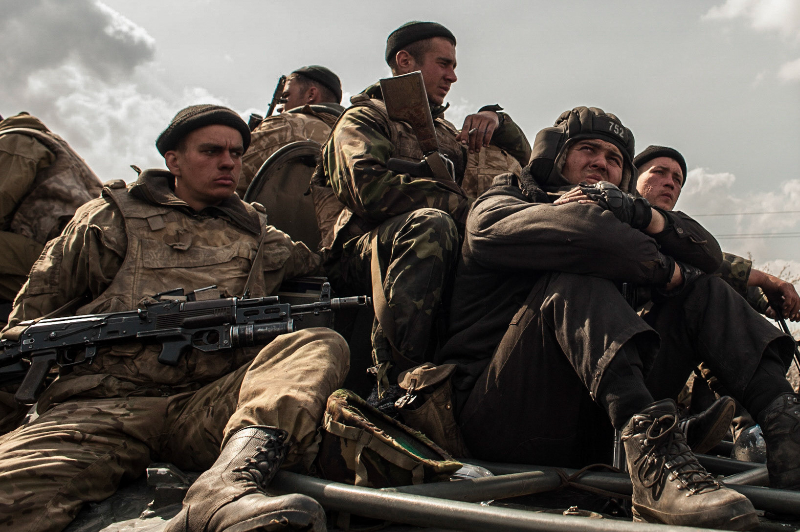 An army convoy is prevented from passing through Kramatorsk by a group of local pro-Russia activists.