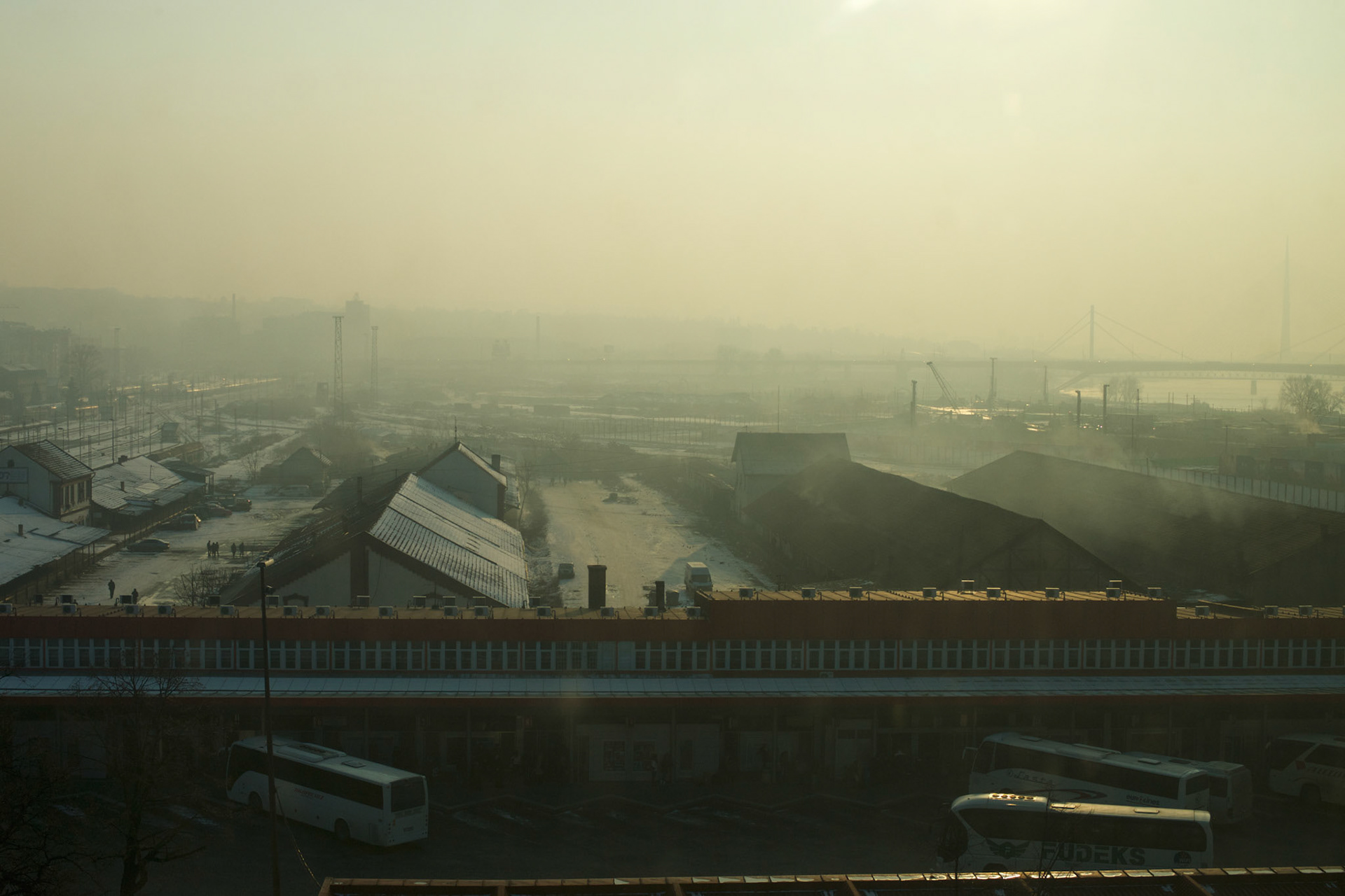 General view of the old warehouses near Belgrade's main railway and bus stations, used in recent months as makeshift shelters for hundreds of migrants en route to Western Europe.