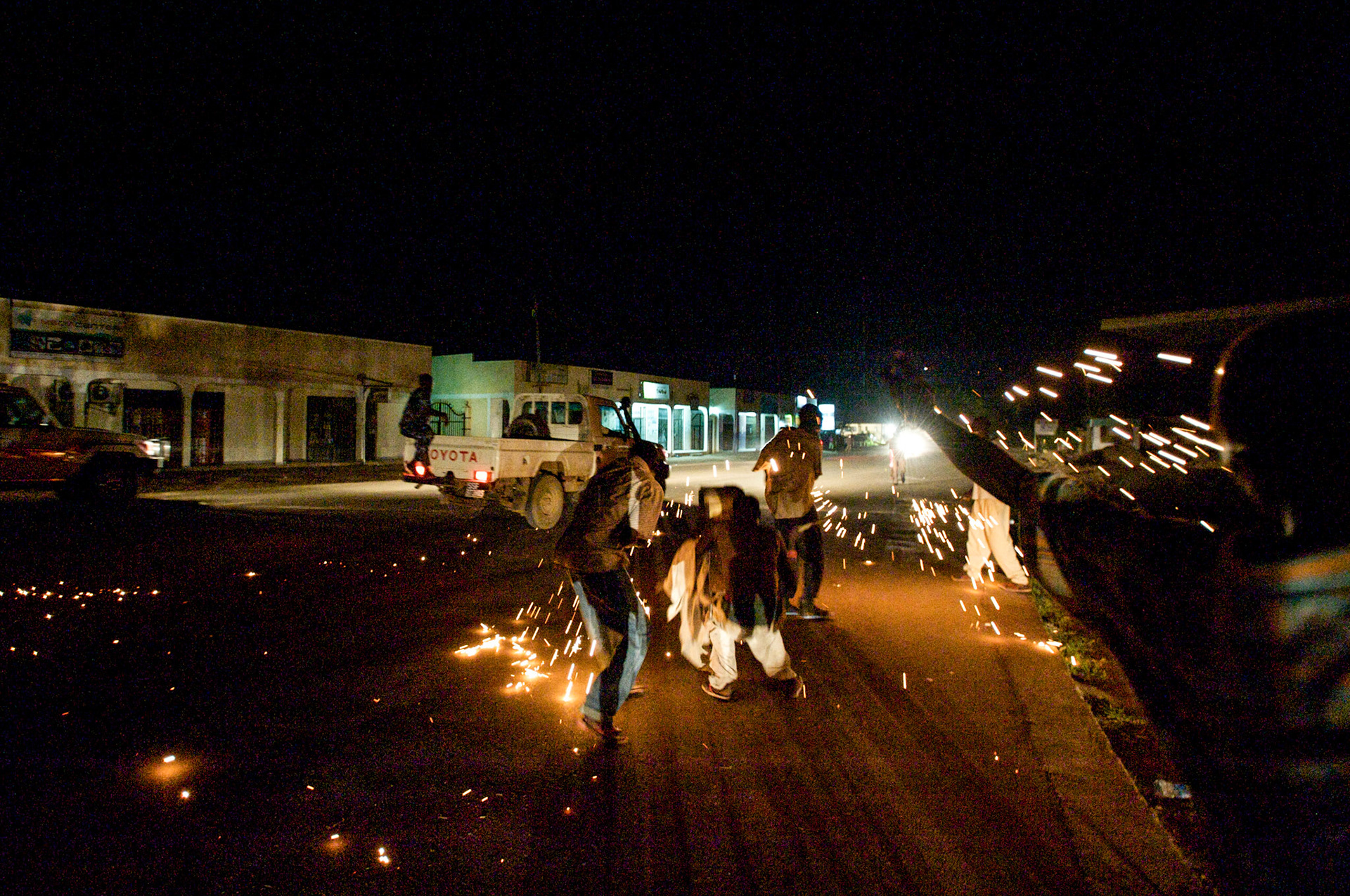 Southern Sudanese celebrate the first hours of independence in the streets of Juba.
