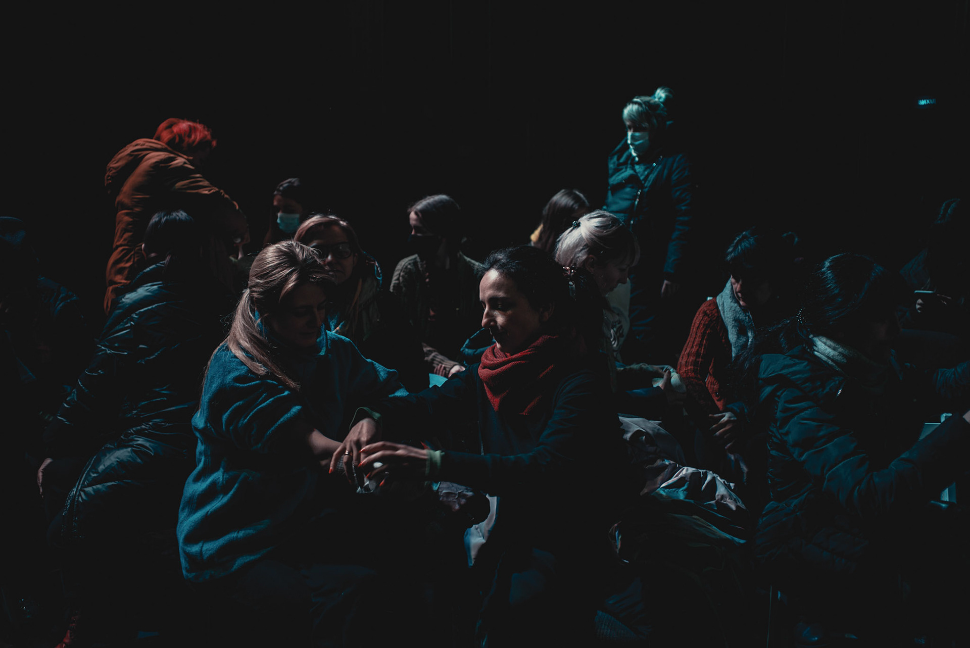 A group of Ukrainian women during an emergency first aid course at an undisclosed location in the outskirts of Lviv, in preparation for an eventual attack on the city.