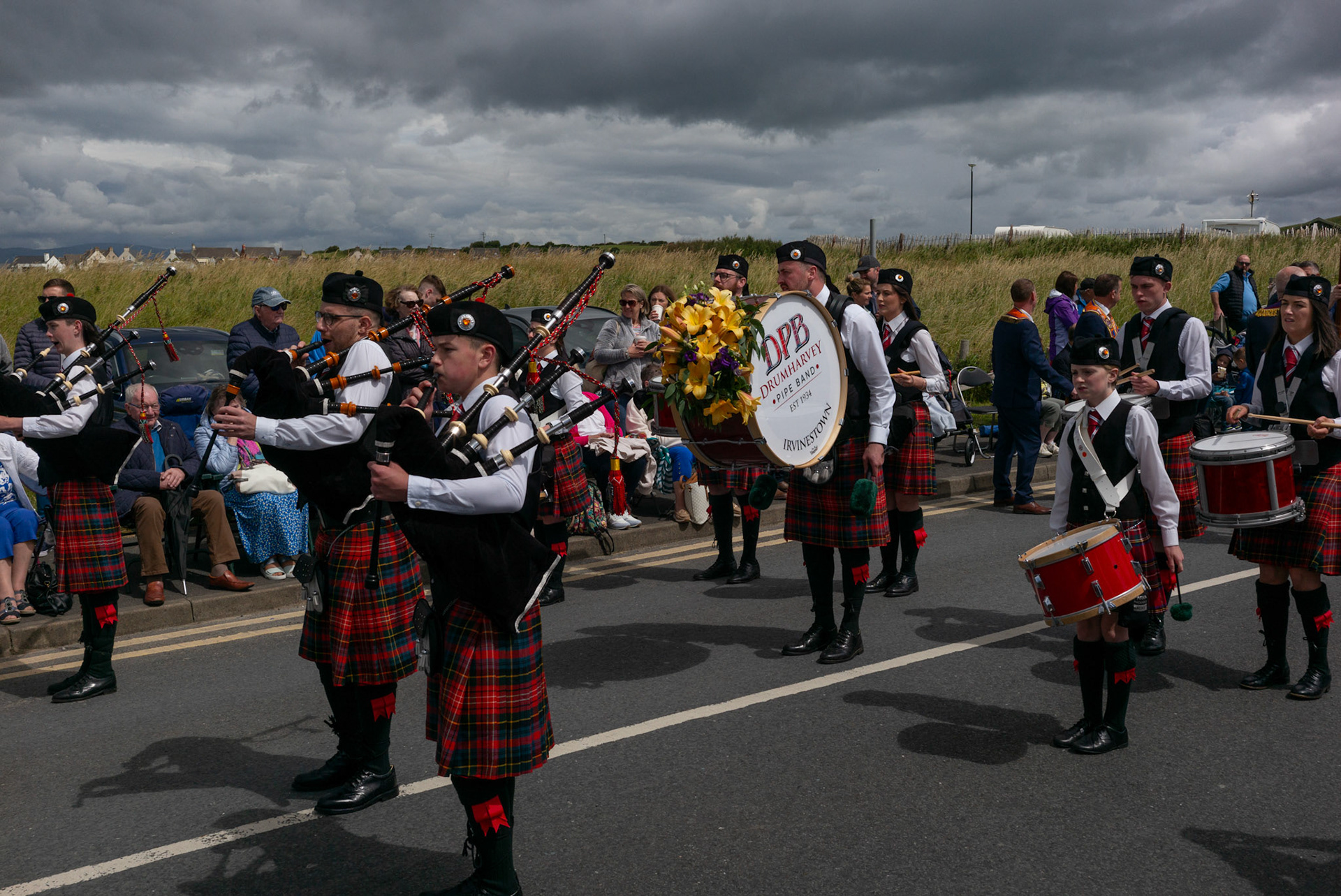 Members of a loyalist marching flute band march down a country road during the annual Orange Order parade at Rossnowlagh Beach in Co. Donegal, Ireland, on July 6, 2024. Around 50 Orange lodges from Ireland and Northern Ireland paraded down a country lane toward the seaside village of Rossnowlagh on Saturday, the only annual Orange Order parade in the Republic of Ireland. Thousands attended the parade, which traditionally takes place on the Saturday before the main Twelfth demonstrations in Northern Ireland.