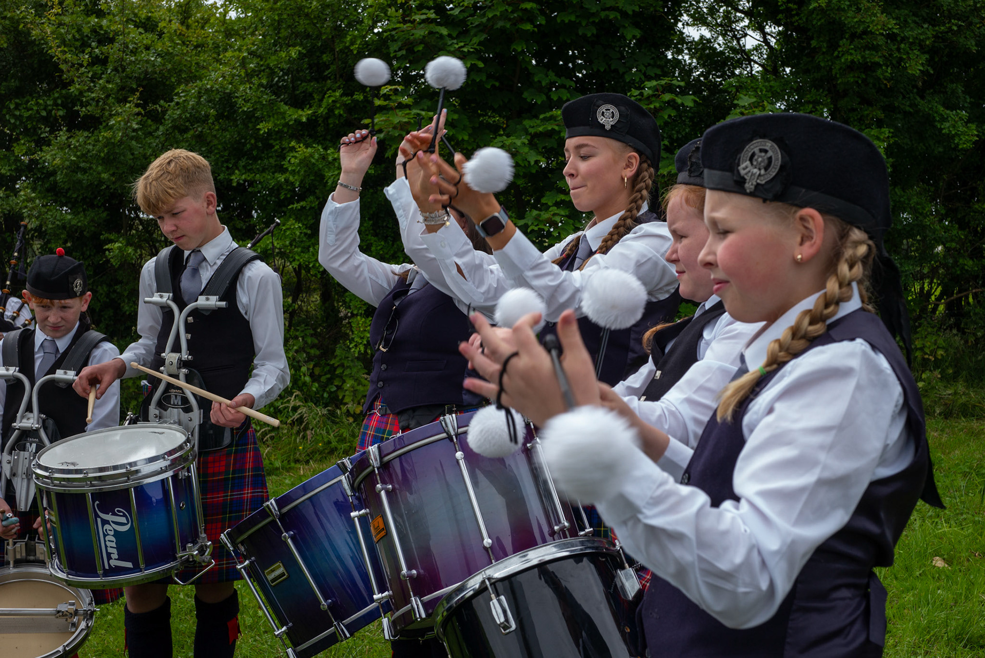 Members of a flute band practicing ahead of the annual Orange Order parade at Rossnowlagh Beach in Co. Donegal, Ireland, on July 06, 2024. Around 50 Orange lodges from Ireland and across Northern Ireland paraded down a country lane towards the seaside village of Rossnowlagh on Saturday, the only annual Orange Order parade in the Republic of Ireland. Thousands of people have attended the annual Orange Order parade which traditionally takes place on the Saturday before the main Twelfth demonstrations in Northern Ireland.