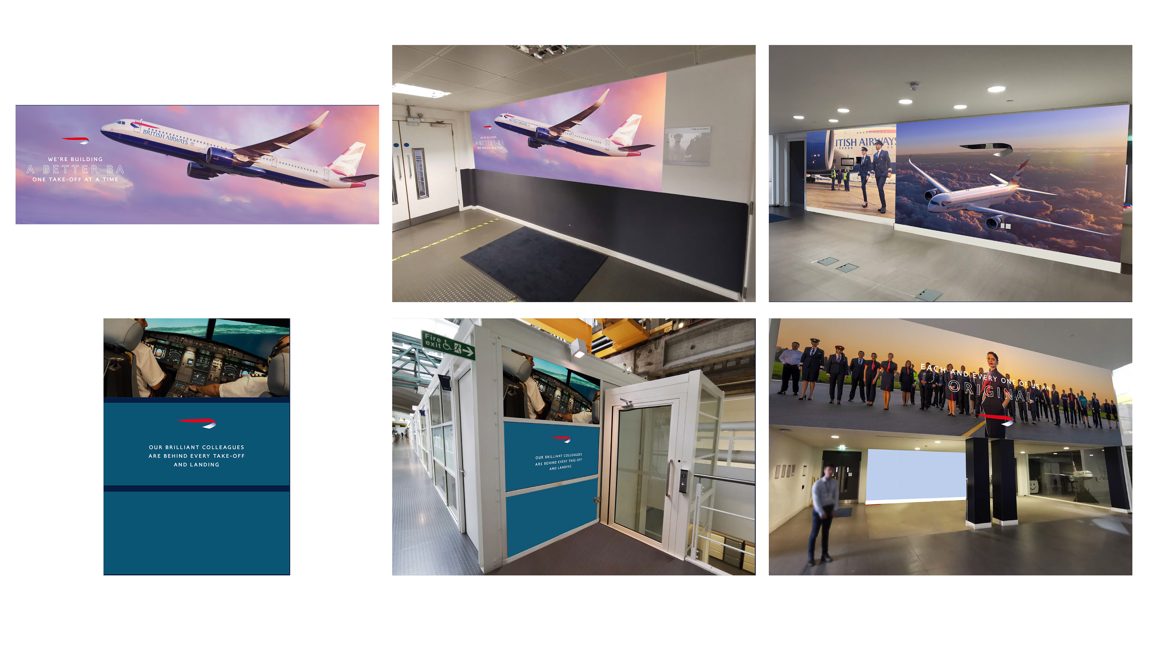 Buildings branding. Design and artwork. Working with CGI agencies, photographers, printers and clients. International sites of offices and airports. Created a catalogue to speed up the process of brief to completion