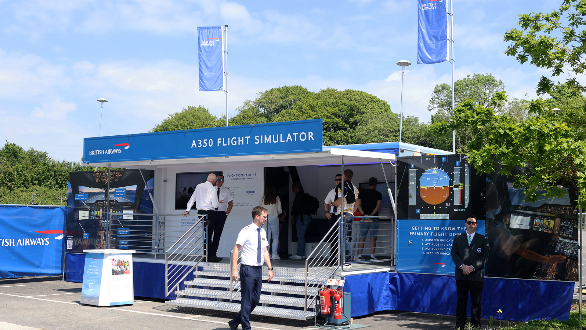 Design and artwork of a first of its kind Airbus flight simulator. All external panels, internal branding, and directing the photographer on the in-situ shots used.