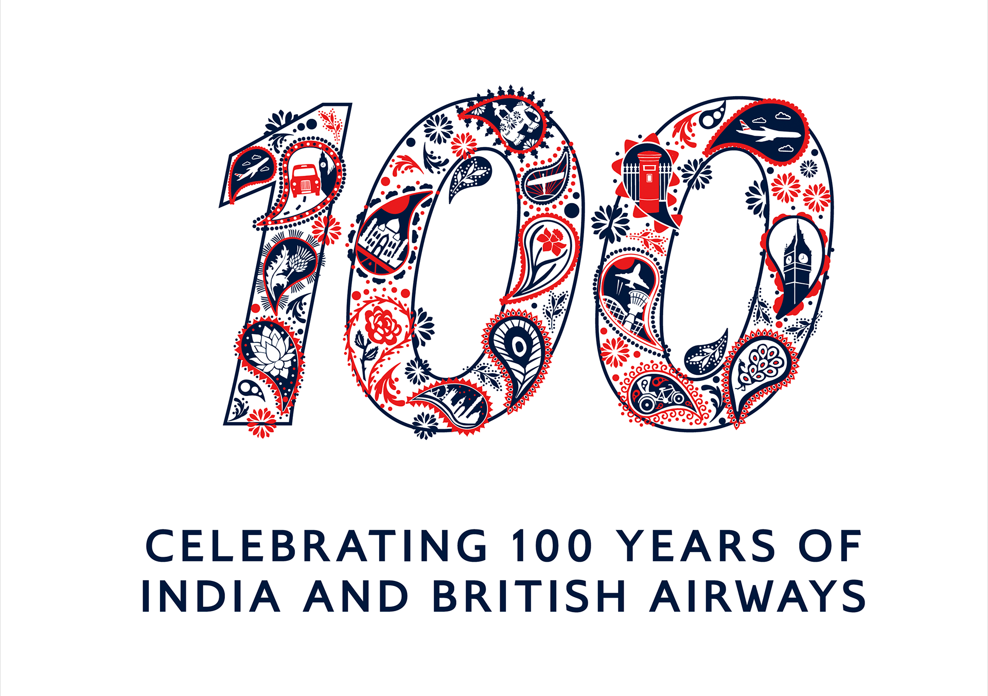 Centenary logo - concept through to completion. Used across over 200 assets for the milestone event. Shown in the UK, India, North America and Canada. Icons from both the UK and India combining into a well balanced pattern.