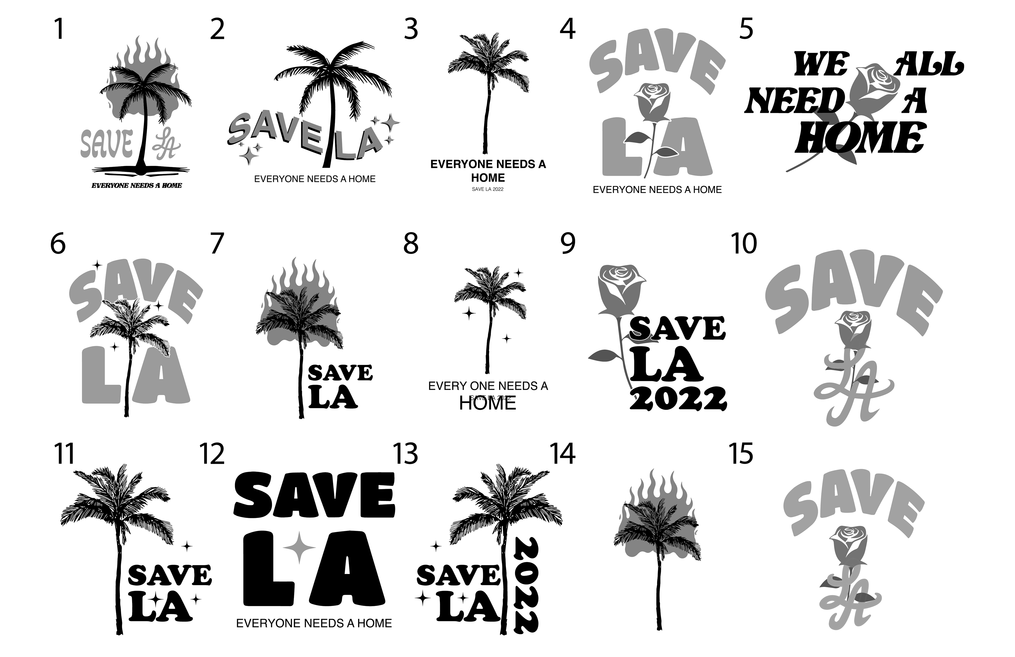 Design idea layout for client black and white numbered for easy selection