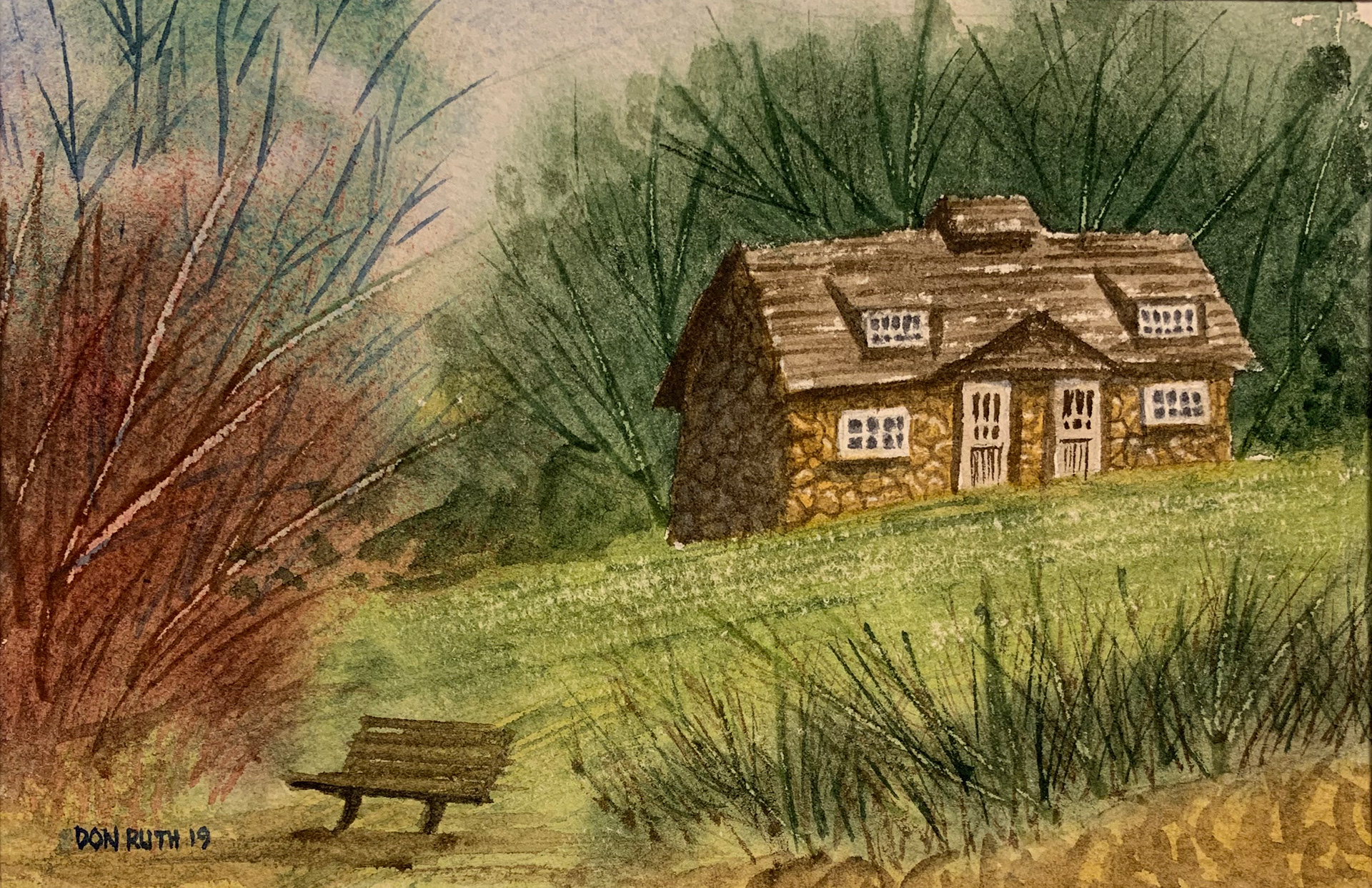 Don Ruth the Works Watercolor Sherando Lake Bathhouse