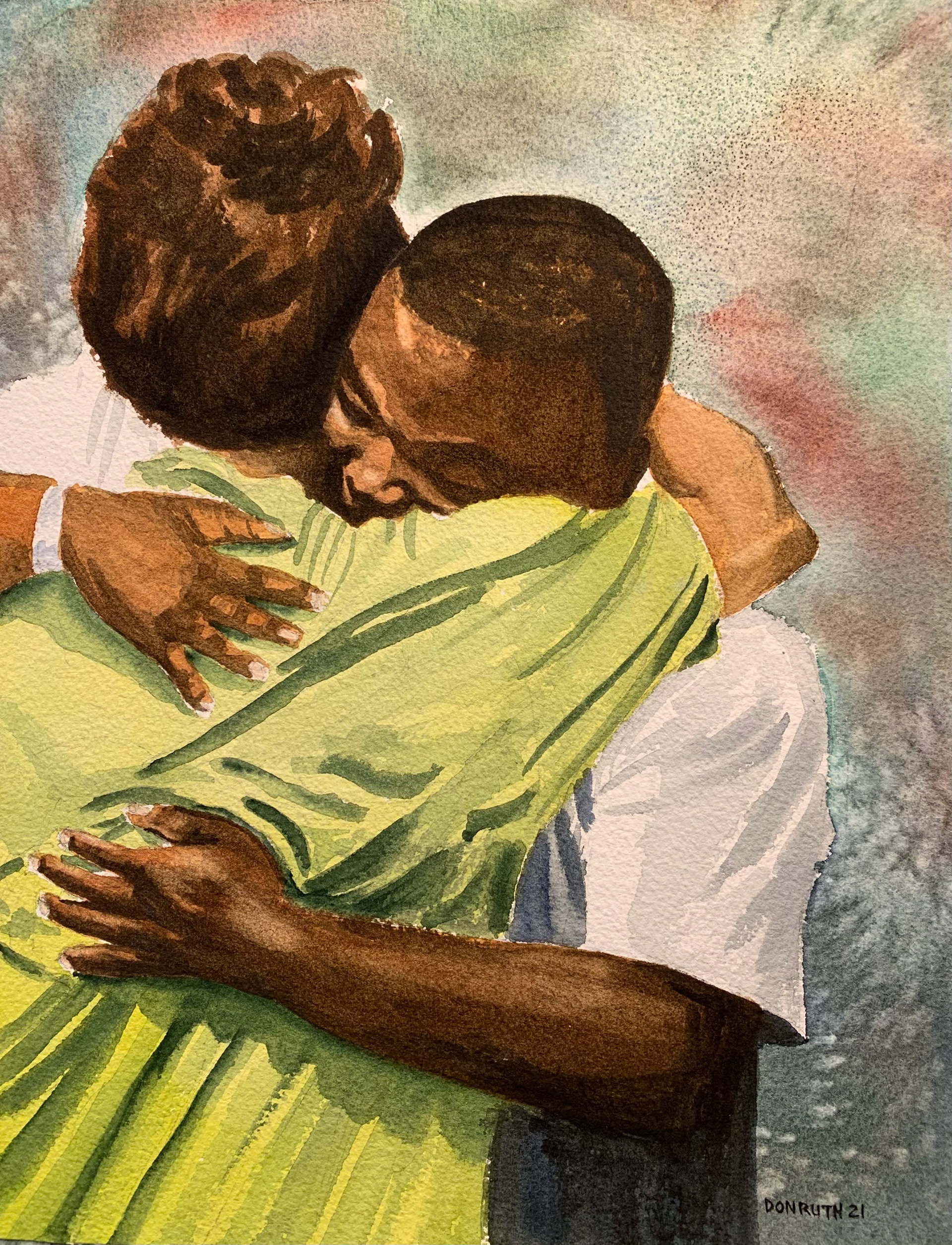 The Hug Don Ruth the Works Watercolor