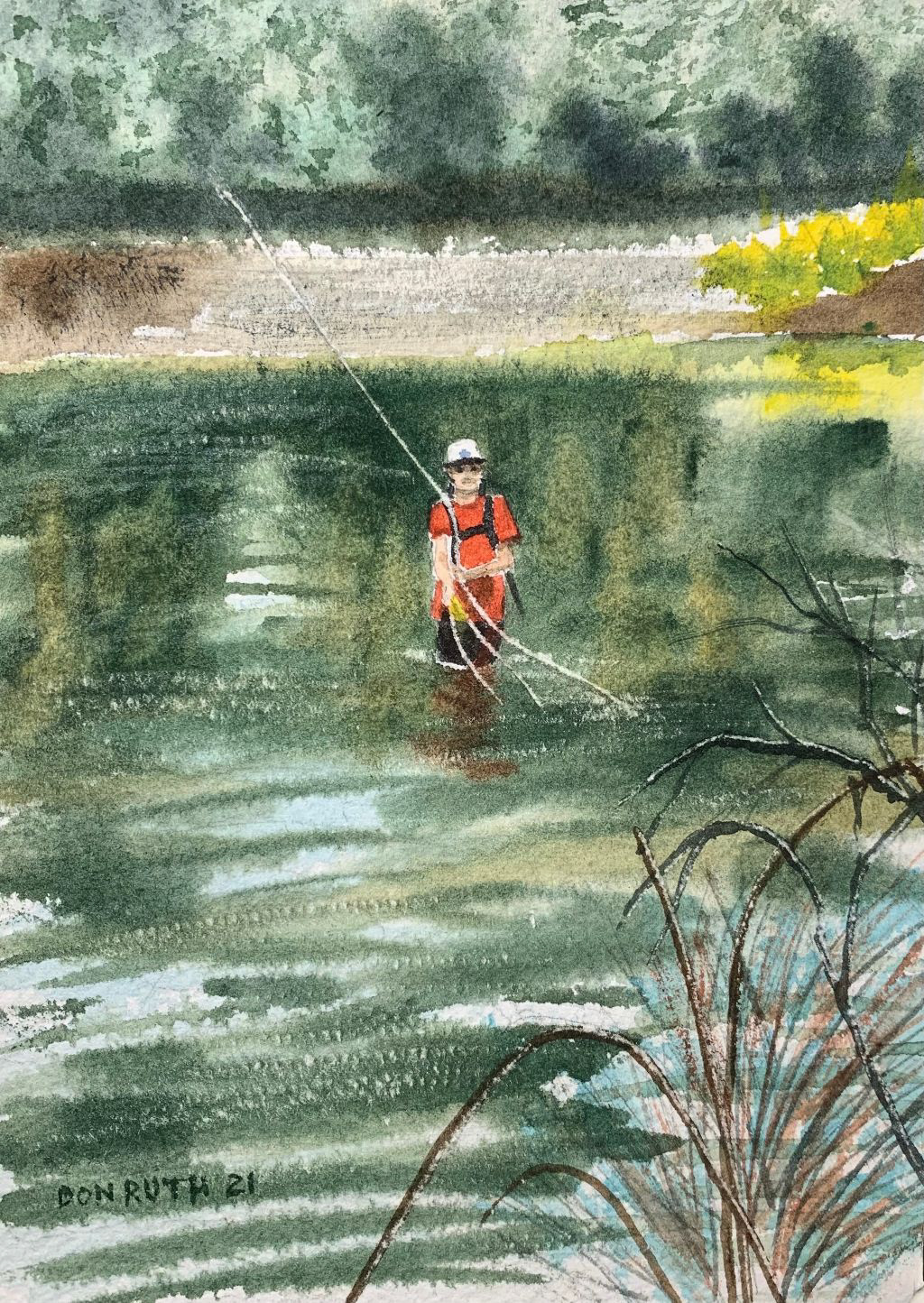 Fly Fishing Boy Don Ruth The Works Watercolor