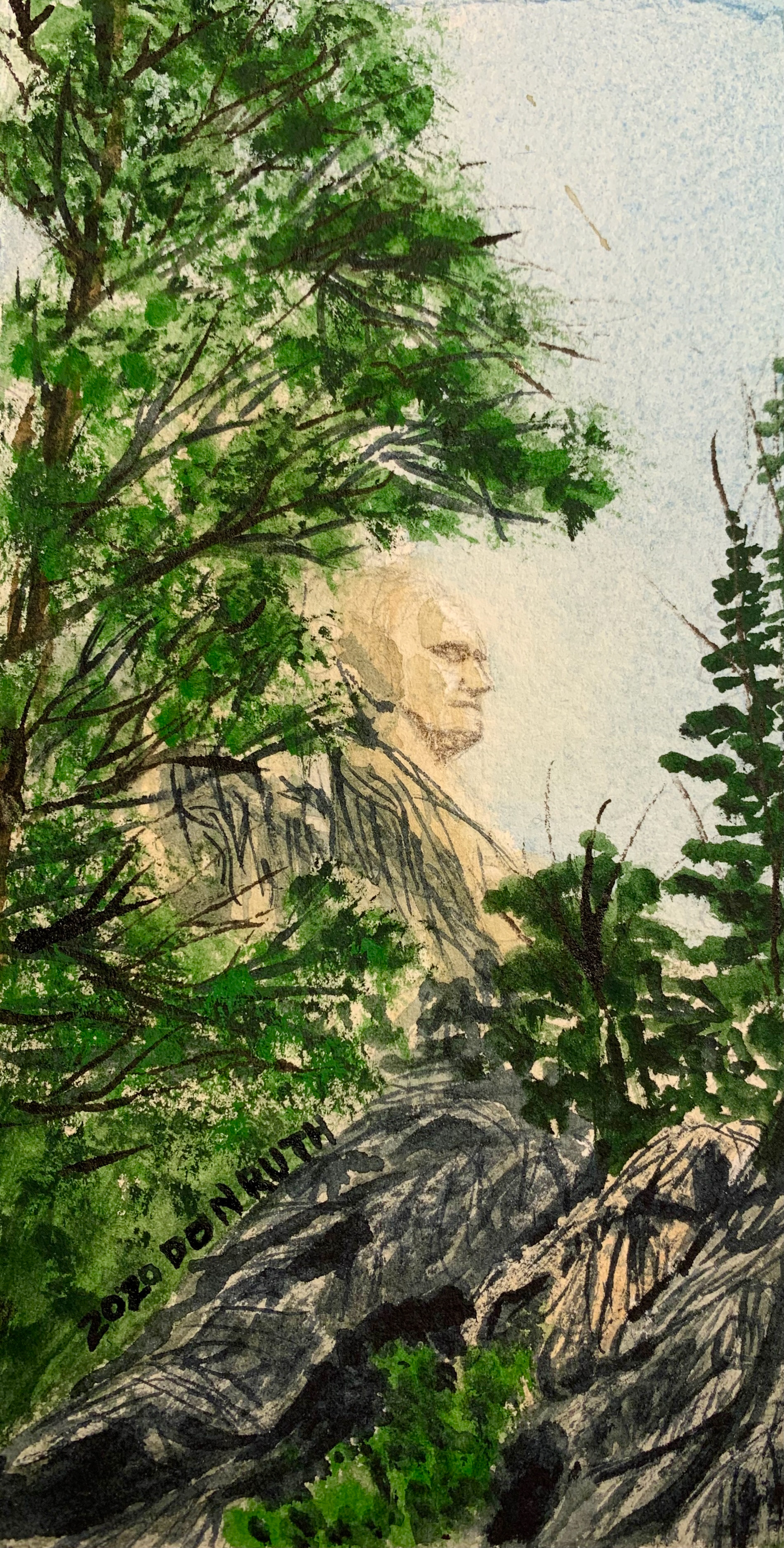 Mount Rushmore in Profile Watercolor Don Ruth the Works