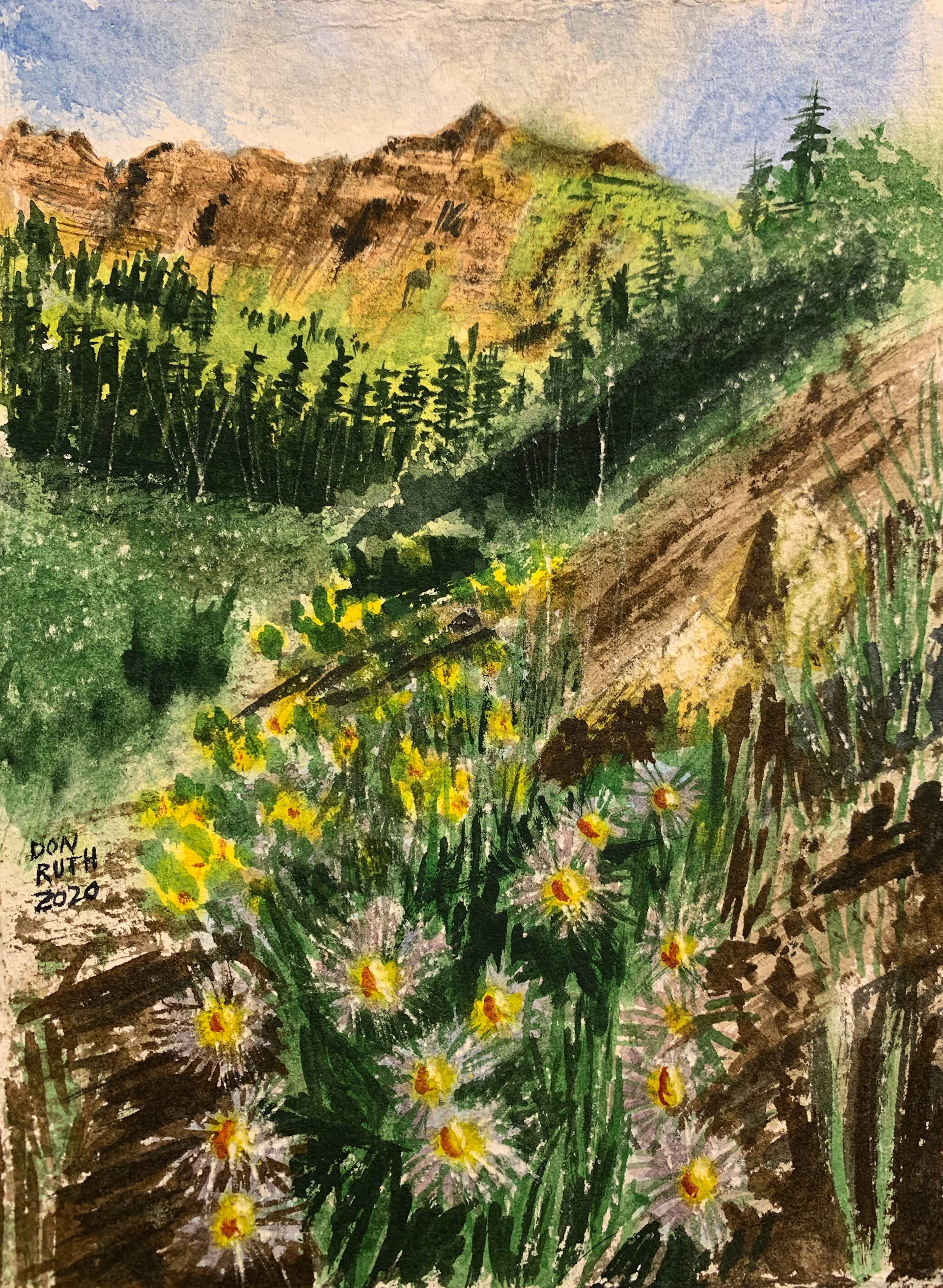 Maroon Bells' backside Watercolor Don Ruth the Works