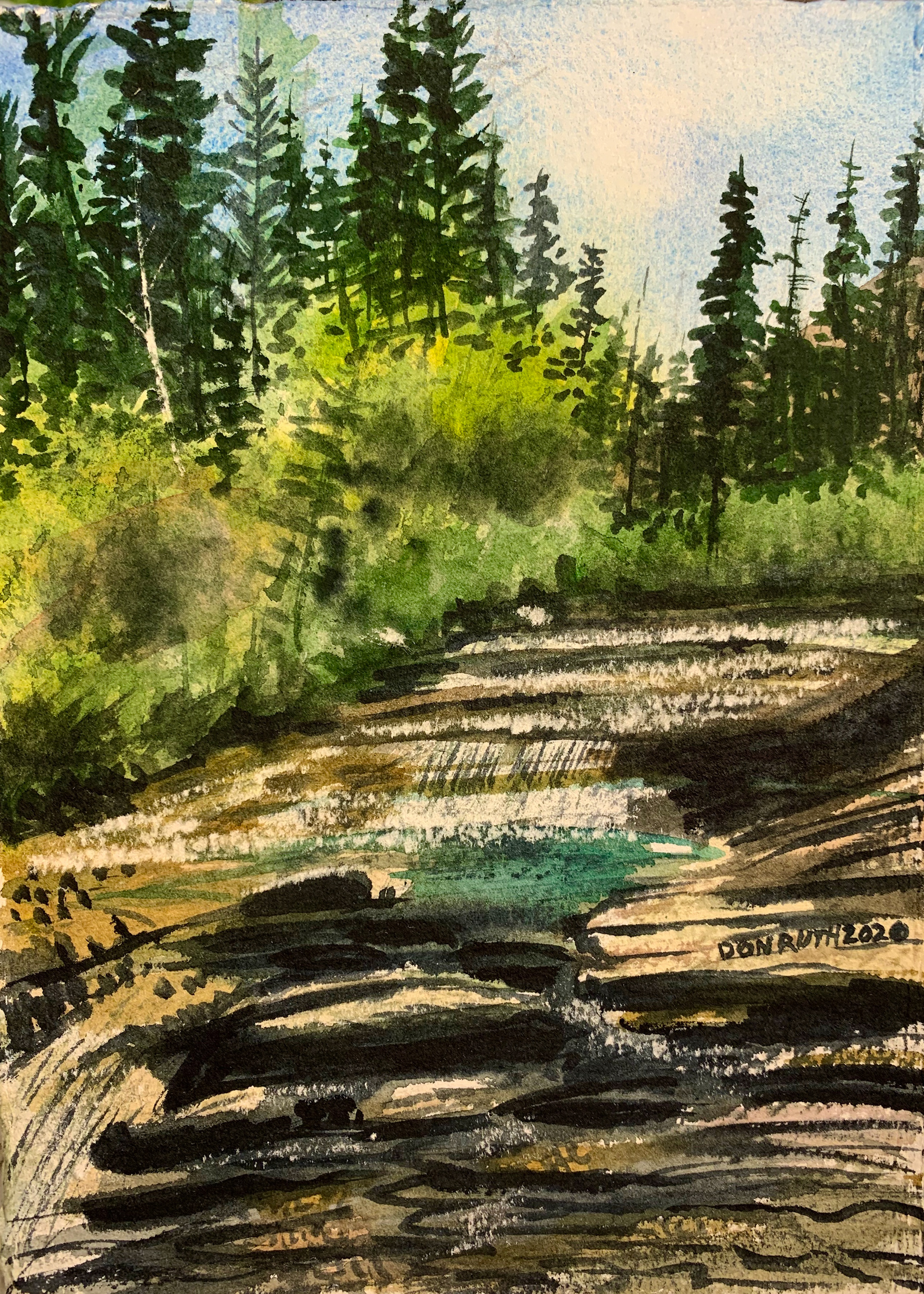 Mountain Stream Crested Butte Watercolor Don Ruth the Works