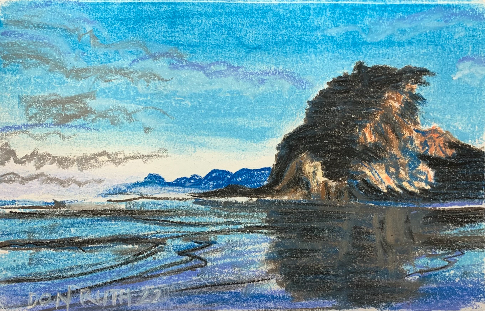 Pastel Lion's Head Rock New Zealand donruththeworks