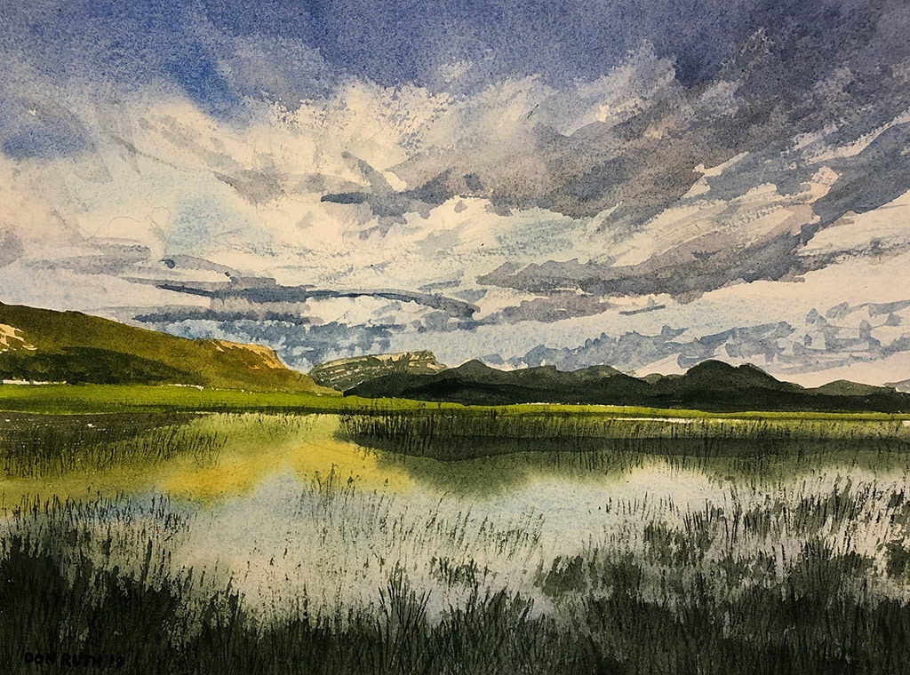 Watercolor Stormy Reflections, Don Ruth the works
