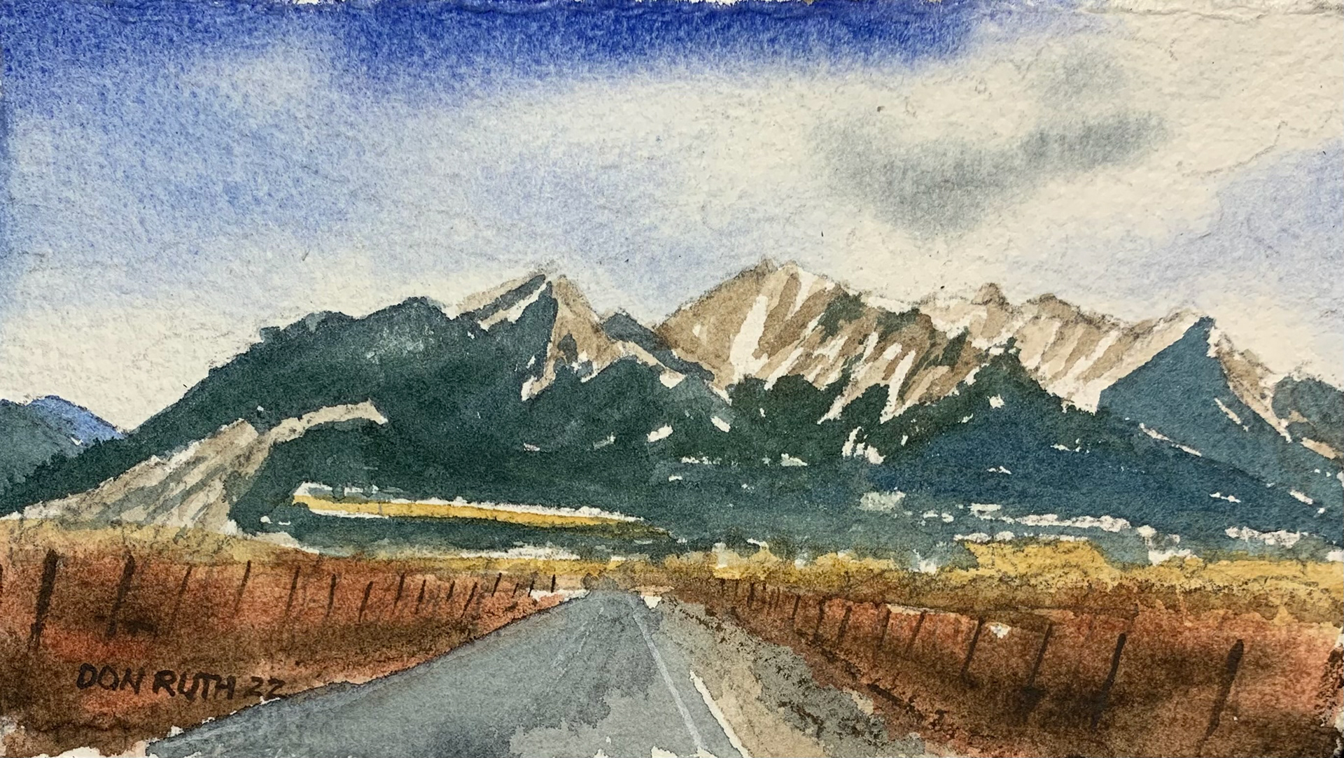 Watercolor Mt Princton CO donruththeworks