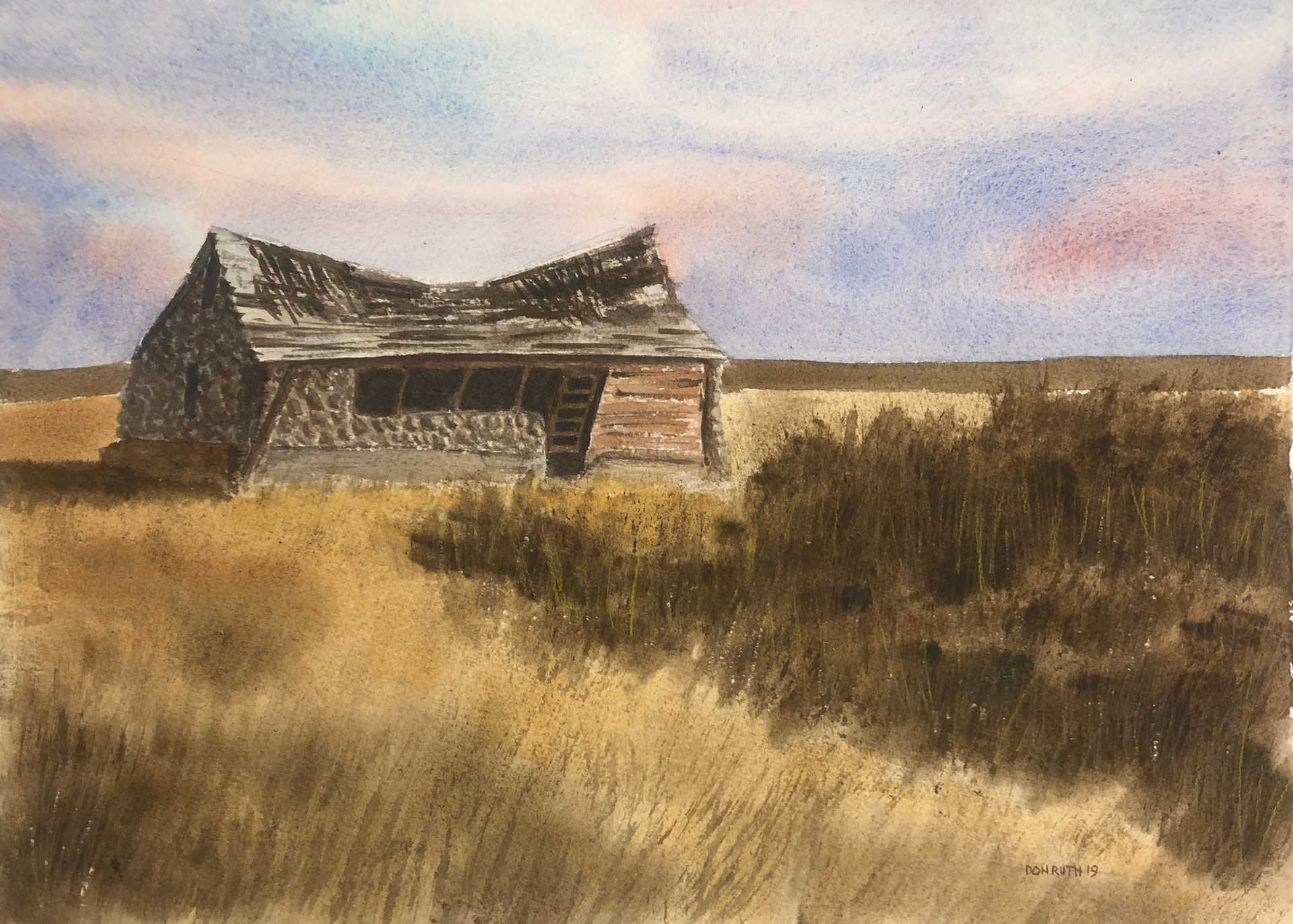 Watercolor, Prairie Encroachment, Don Ruth The Works