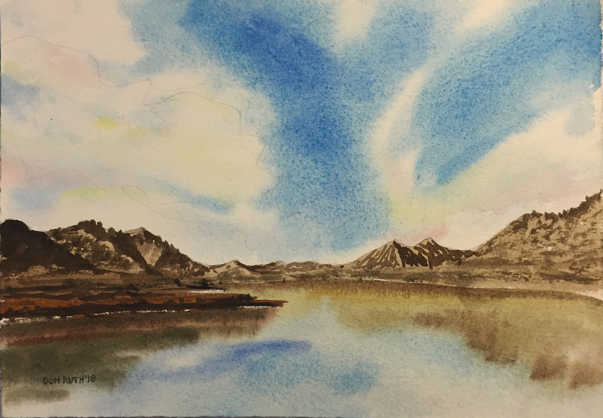 Watercolor Montana Reflections, Don Ruth the works