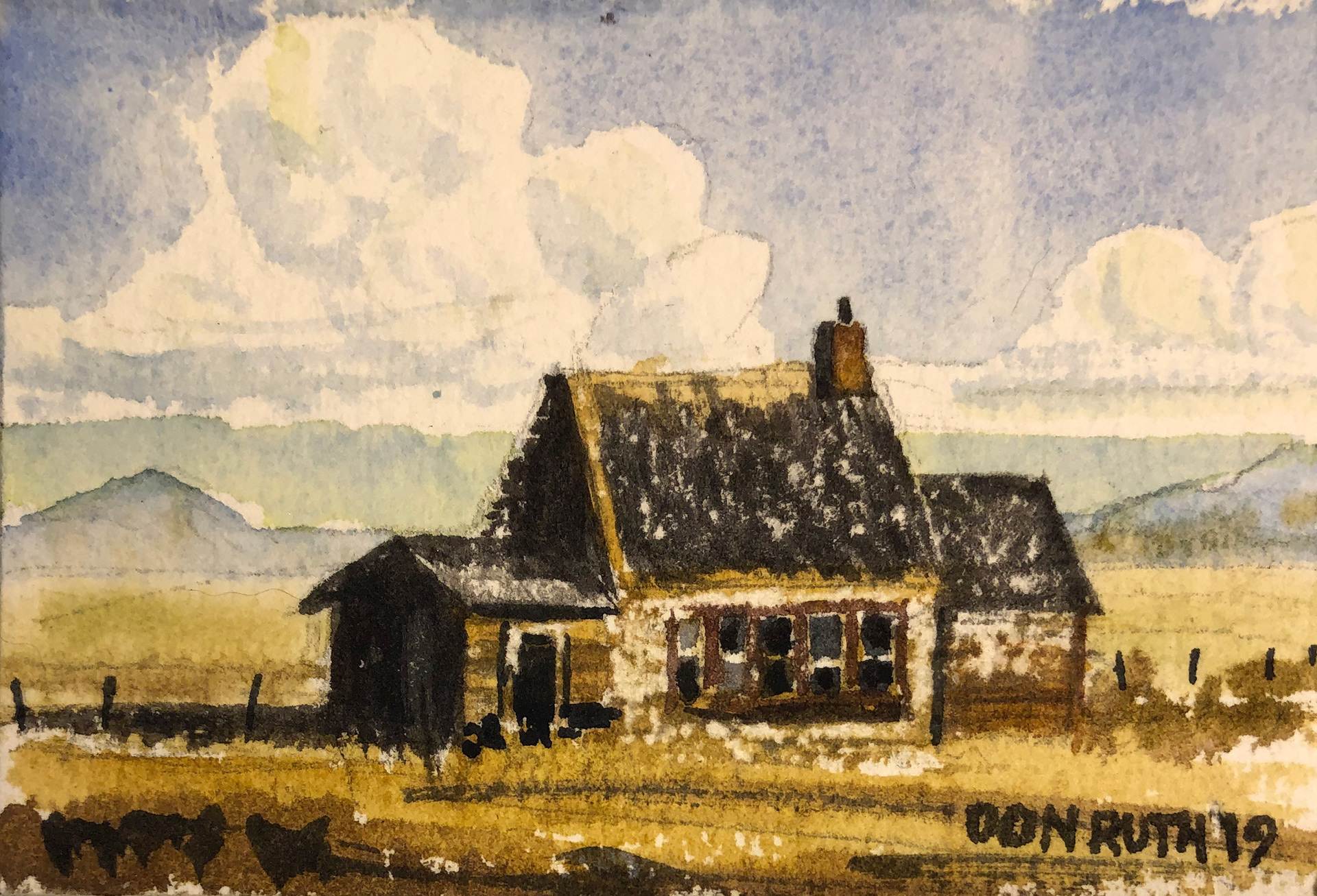 Watercolor One Room School's Out, Don Ruth the works