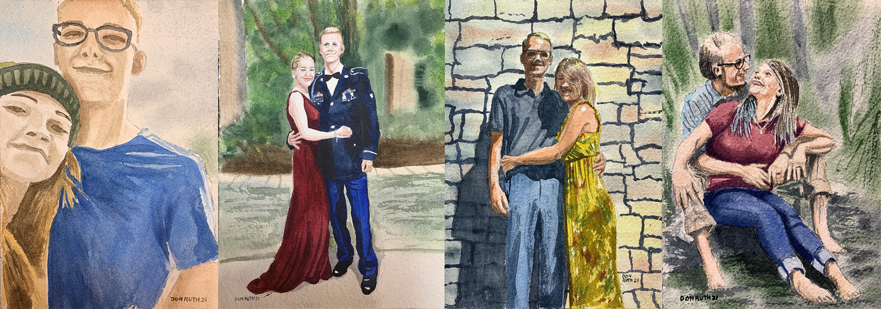 Wife and Husband series Don Ruth the Works Watercolor