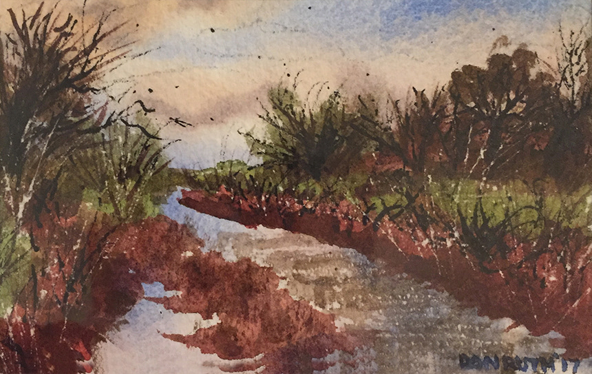 Watercolor Montana Creek, Don Ruth the works