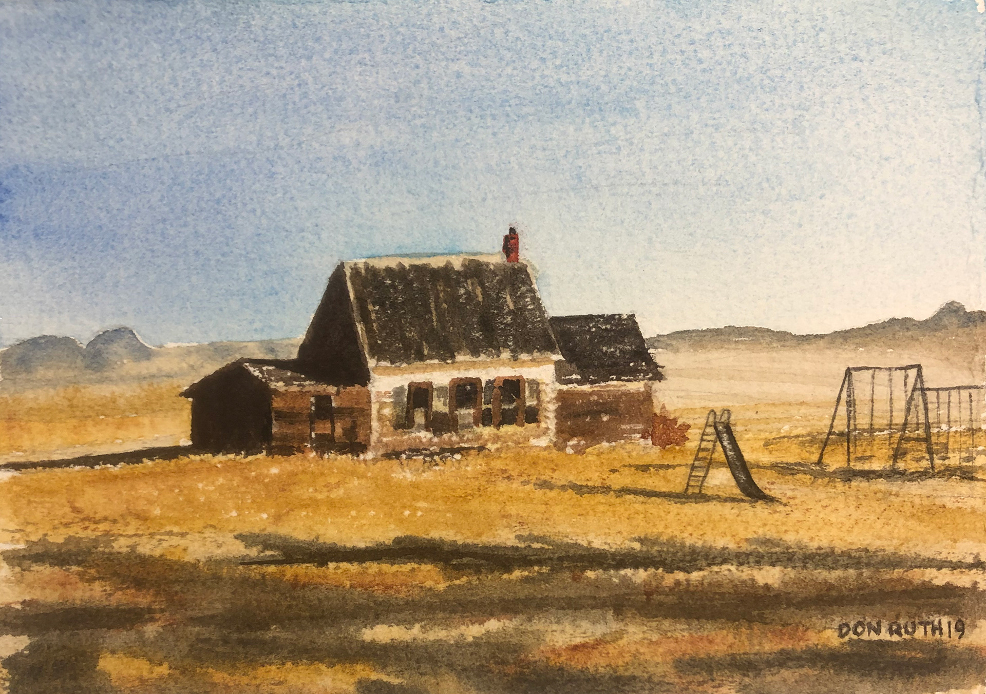 Watercolor Schools Out Don Ruth the works