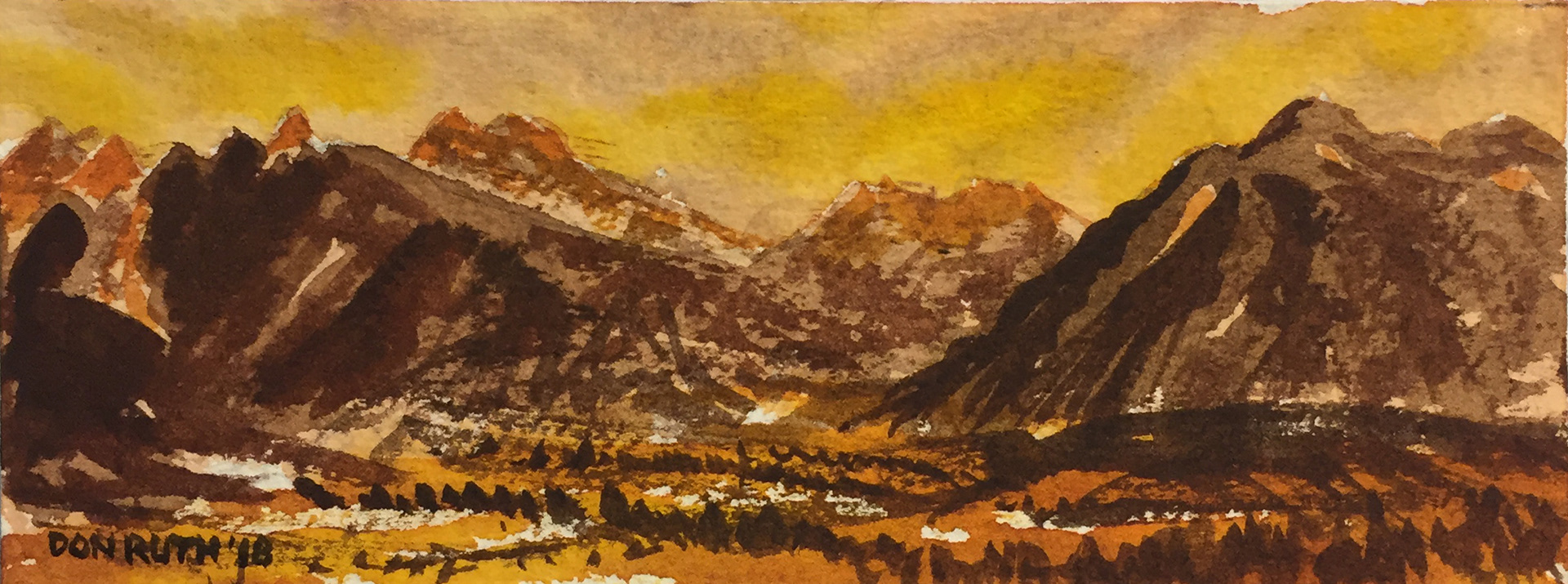 Watercolor Golden Livingston MT, Don Ruth the works
