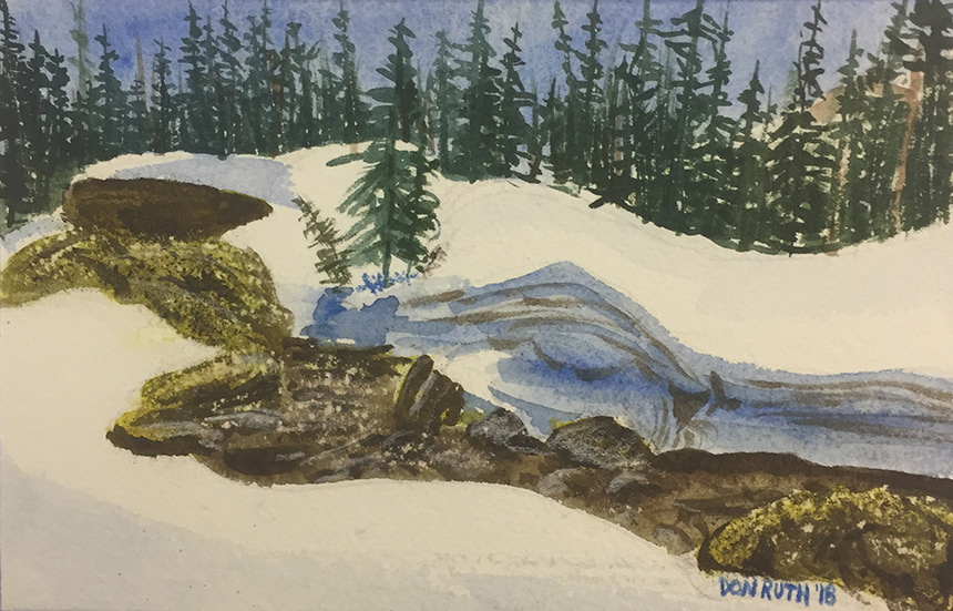Watercolor Mountain Stream, Don Ruth the works