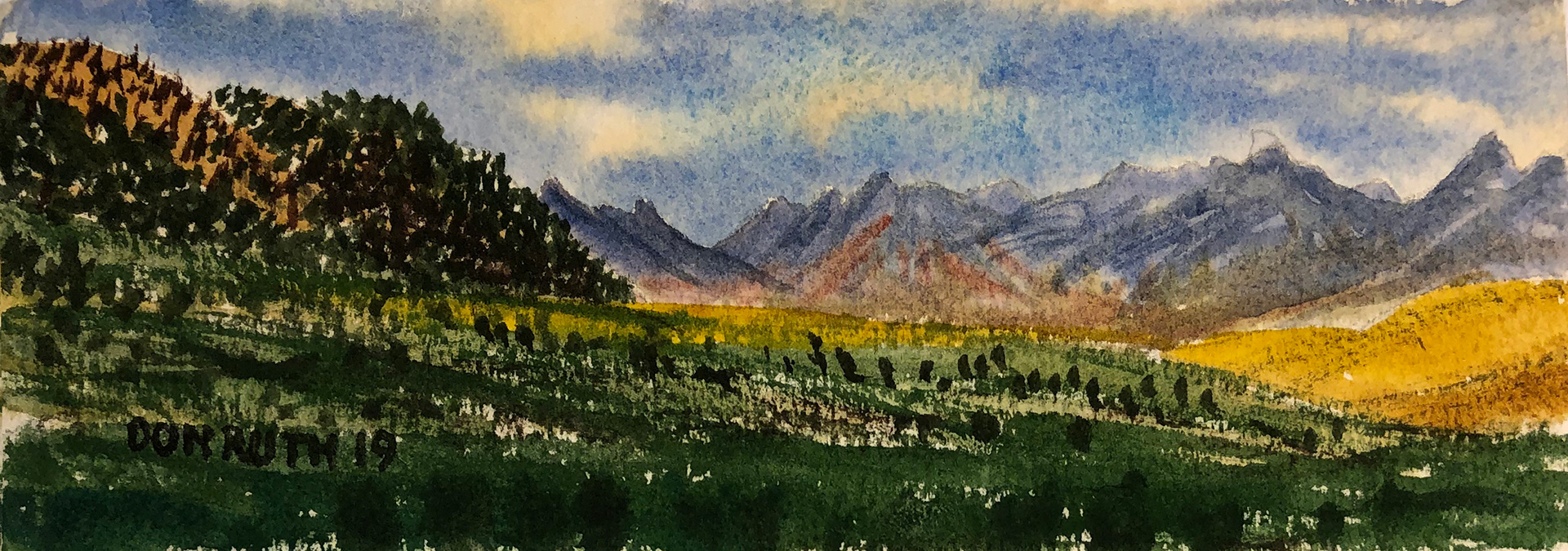 Watercolor Approaching Bozeman, Don Ruth the works