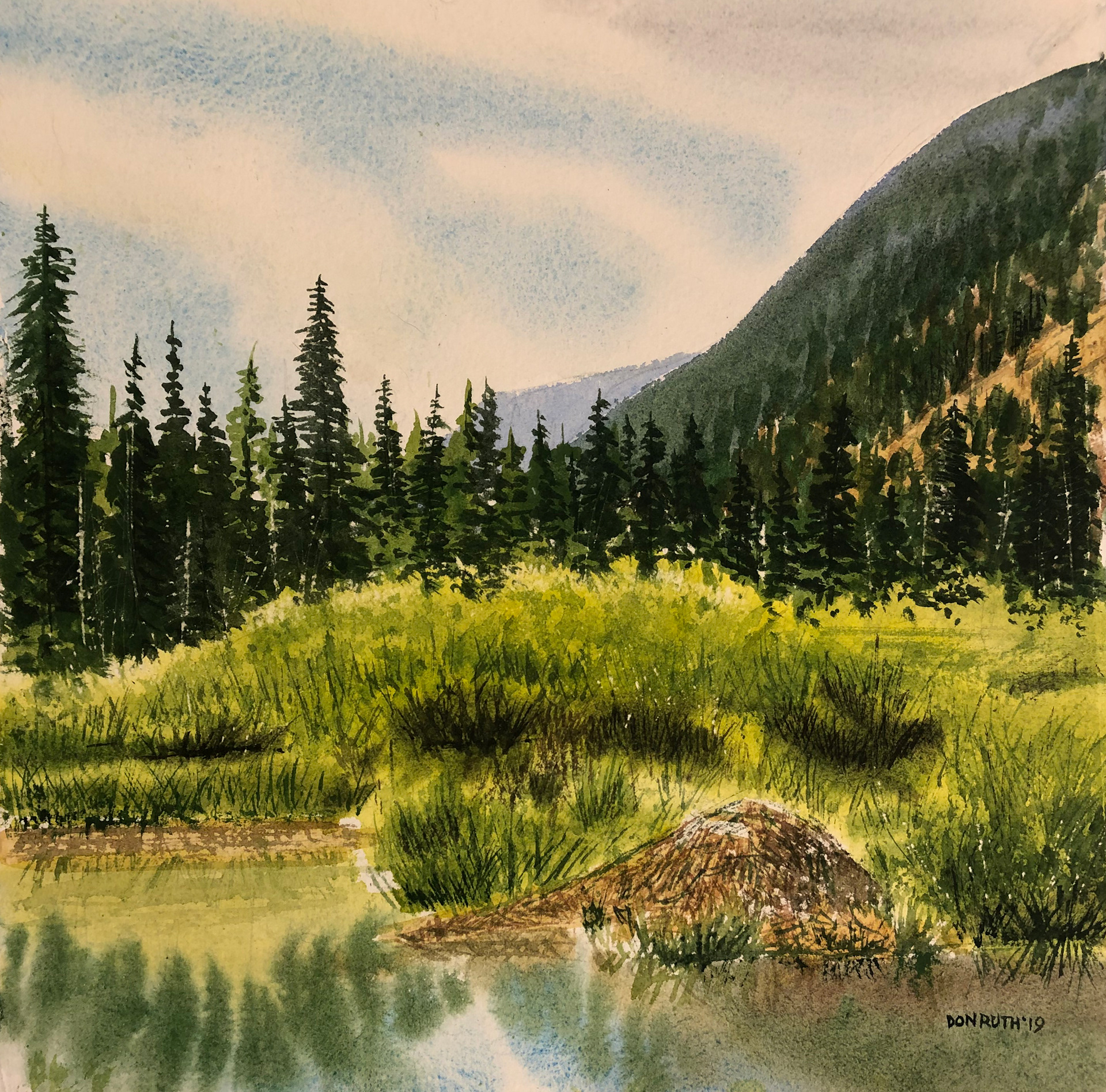 Watercolor Beaver Home Sweat Home, Don Ruth the works