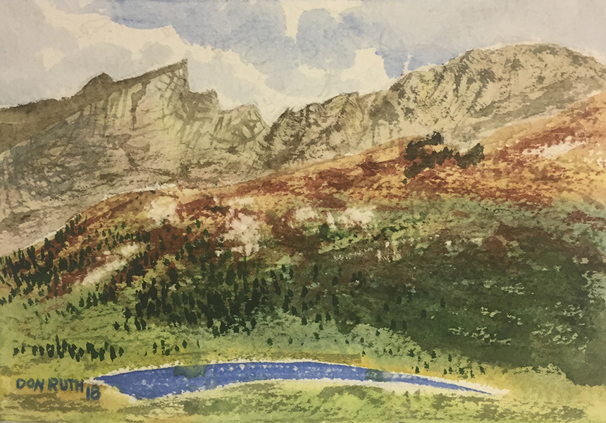 Watercolor Mount Bierstadt Summer, Don Ruth the works