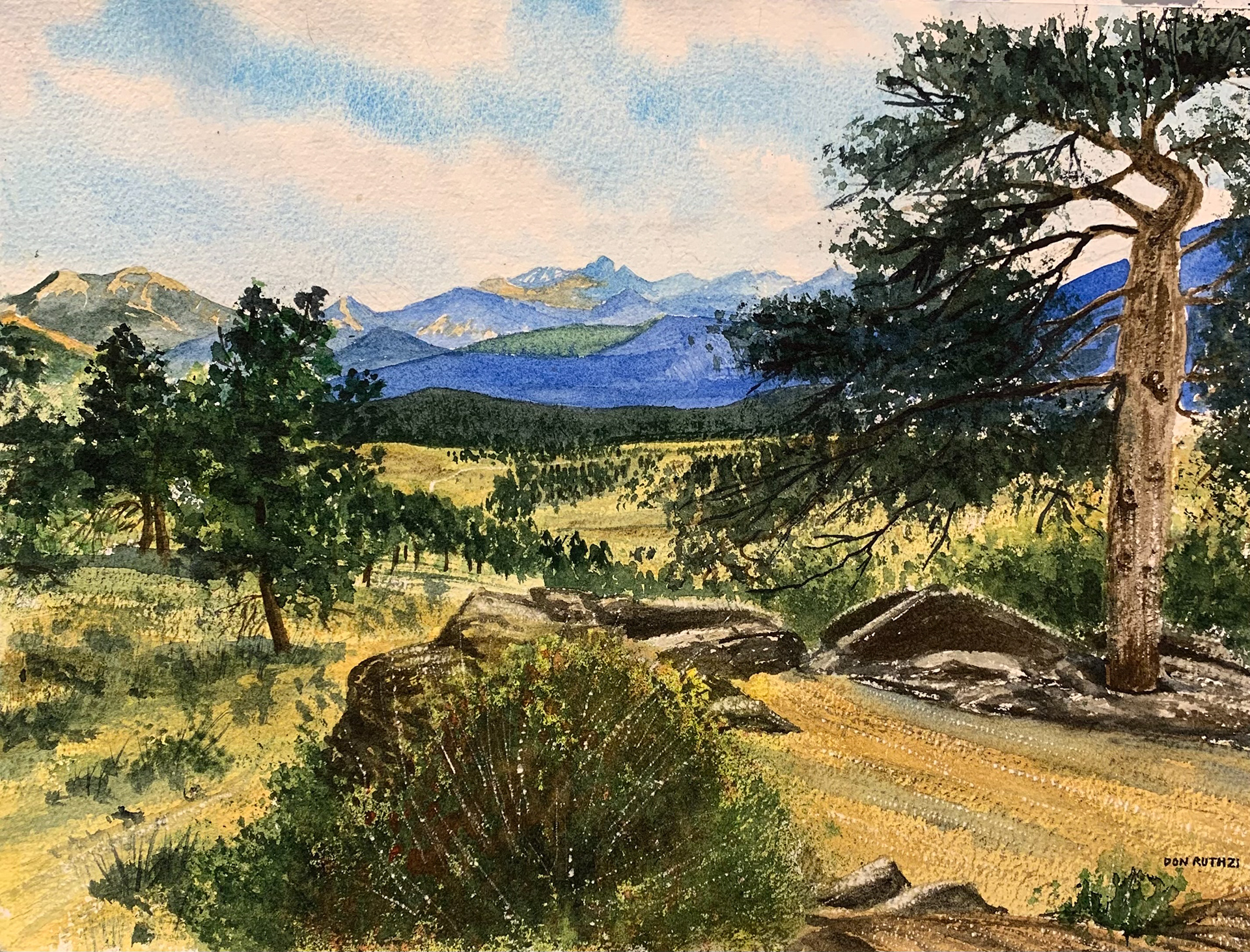 Longs Peak The Works Watercolor