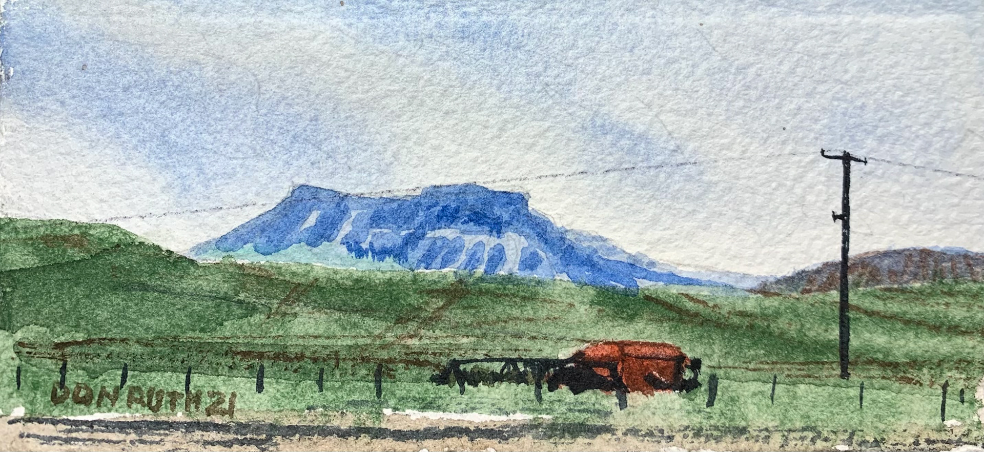 Watercolor Planting in the shadow of Square Butte donruththeworks