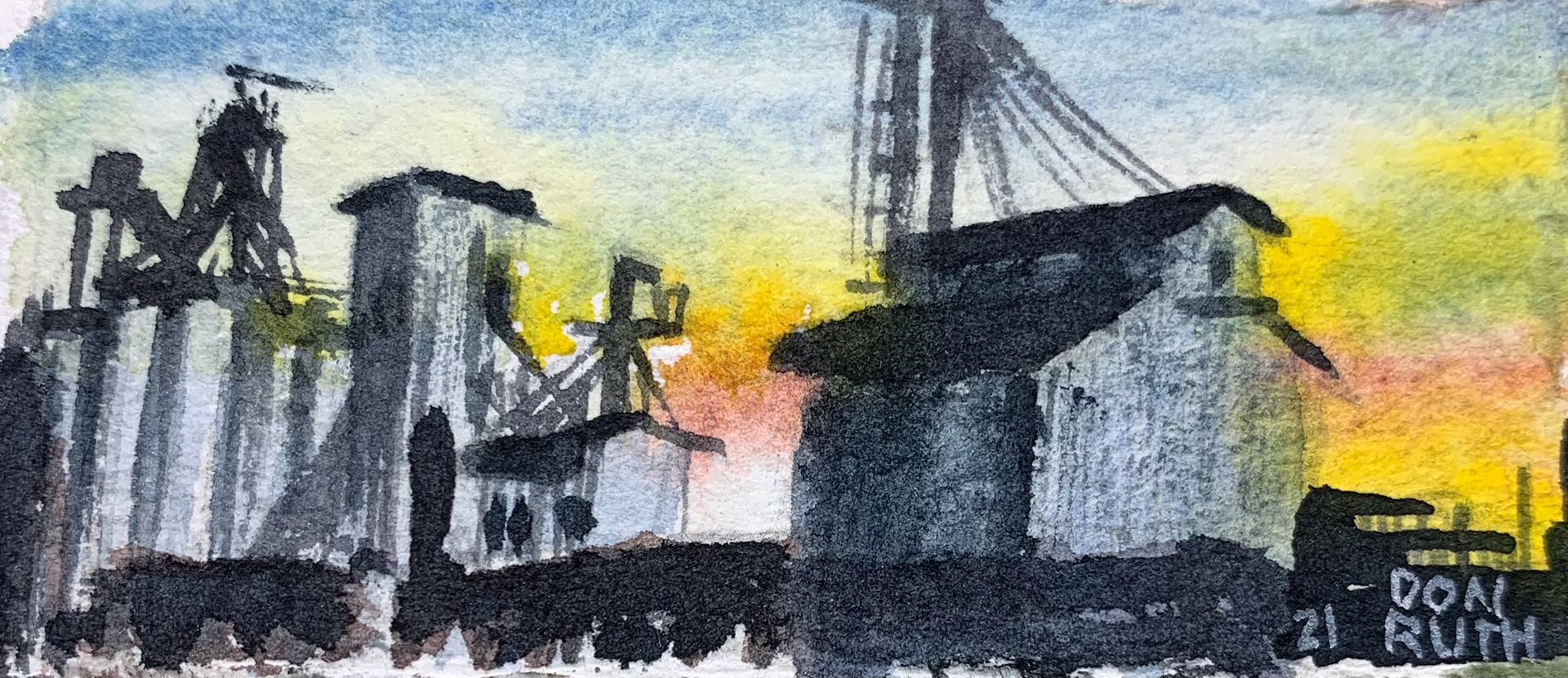 Greeley Grain Elevators Don Ruth the Works Watercolor
