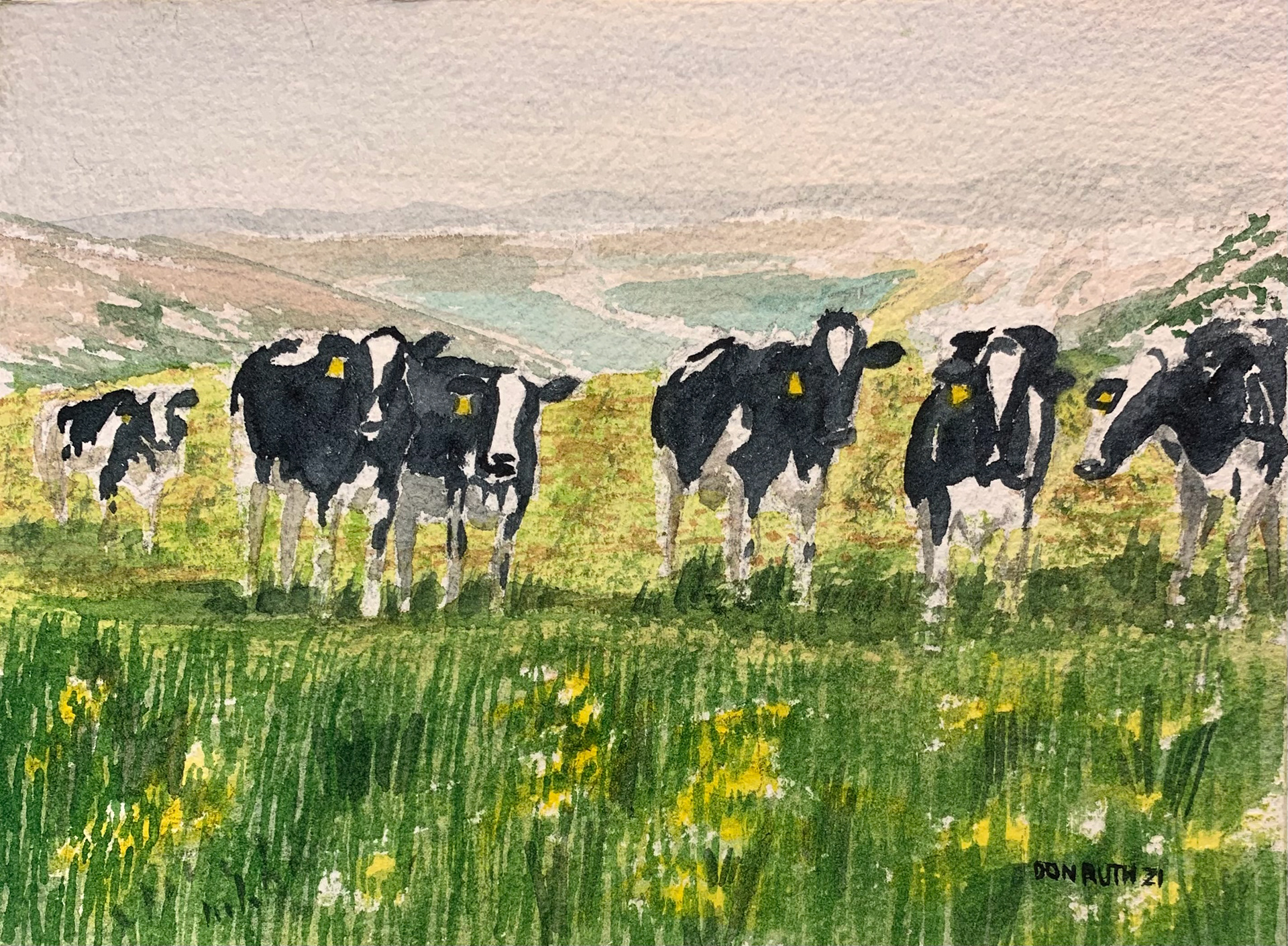 Watercolor Happy Cows donruththeworks