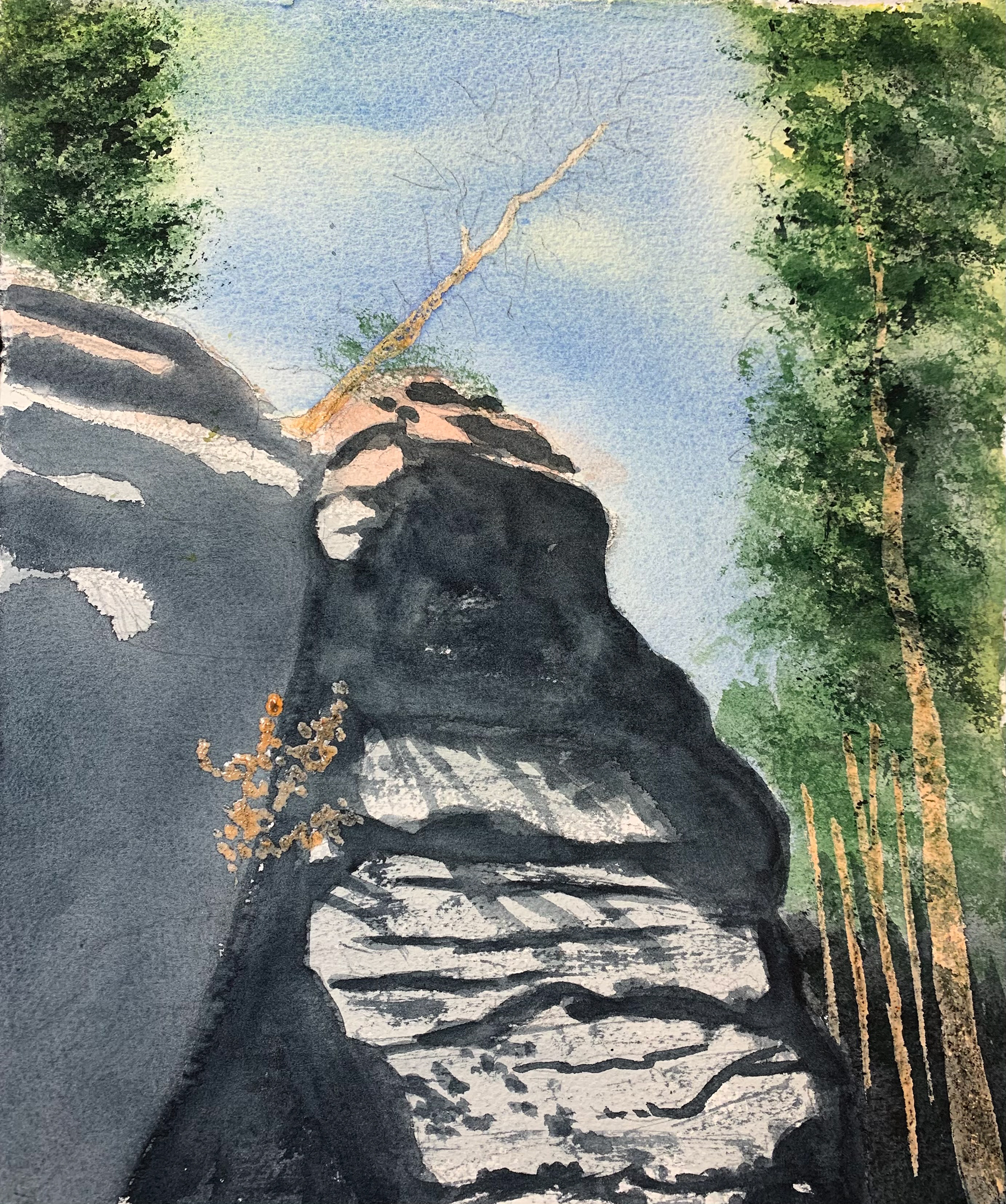 Initial shaded areas in rocks