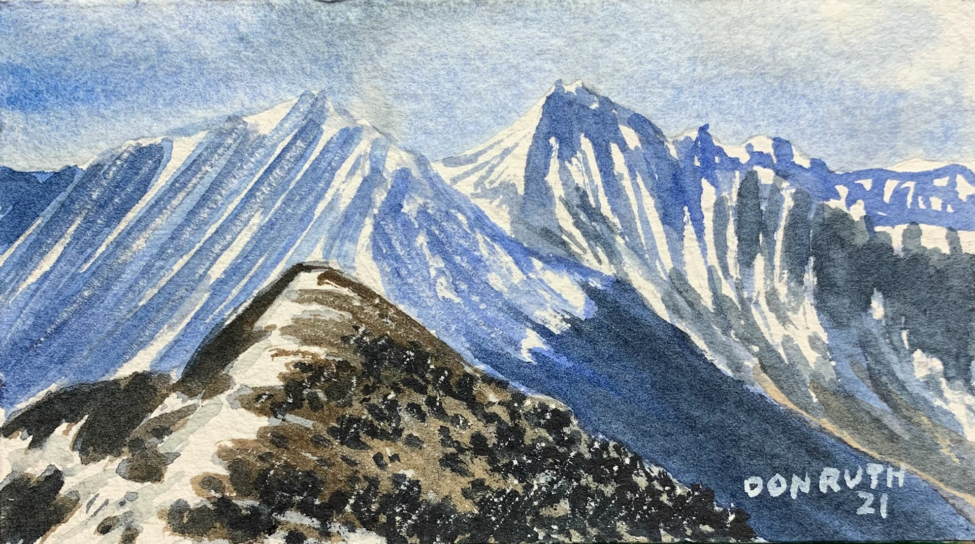Watercolor Grays and Tores Peaks donruththeworks