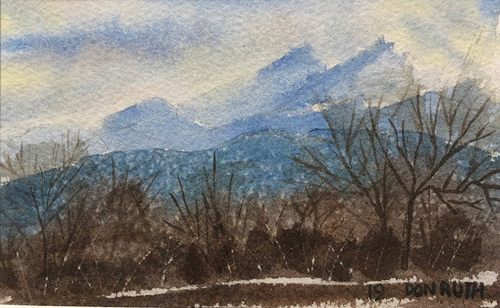 Watercolor Hazy Longs Peak, Don Ruth the works