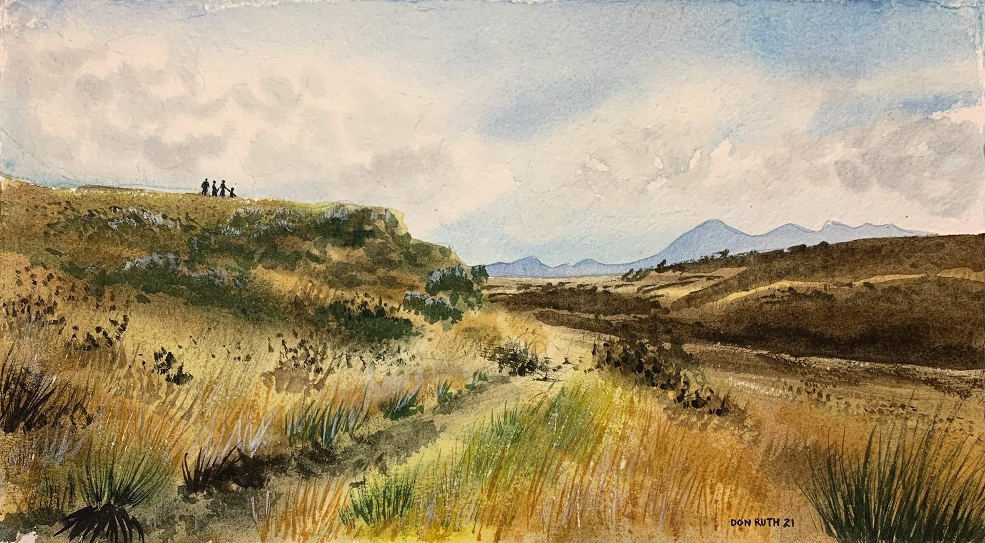 Sunday Afternoon Walk Watercolor Don Ruth The Works