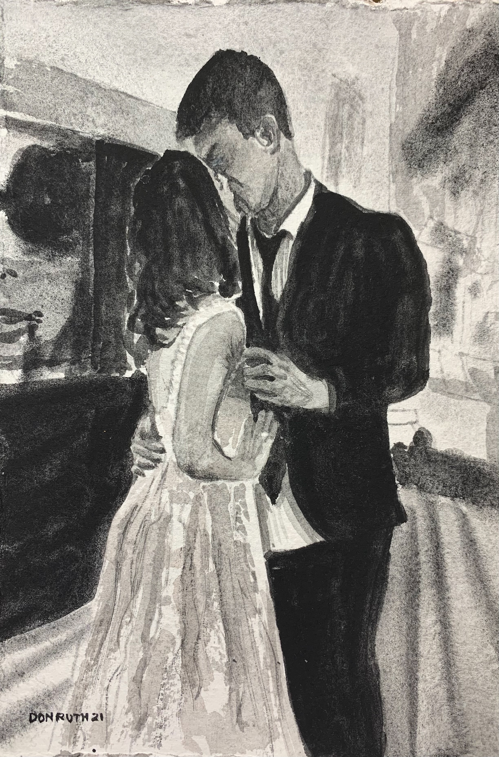 The Kiss on the Wedding Night Don Ruth the Works Watercolor