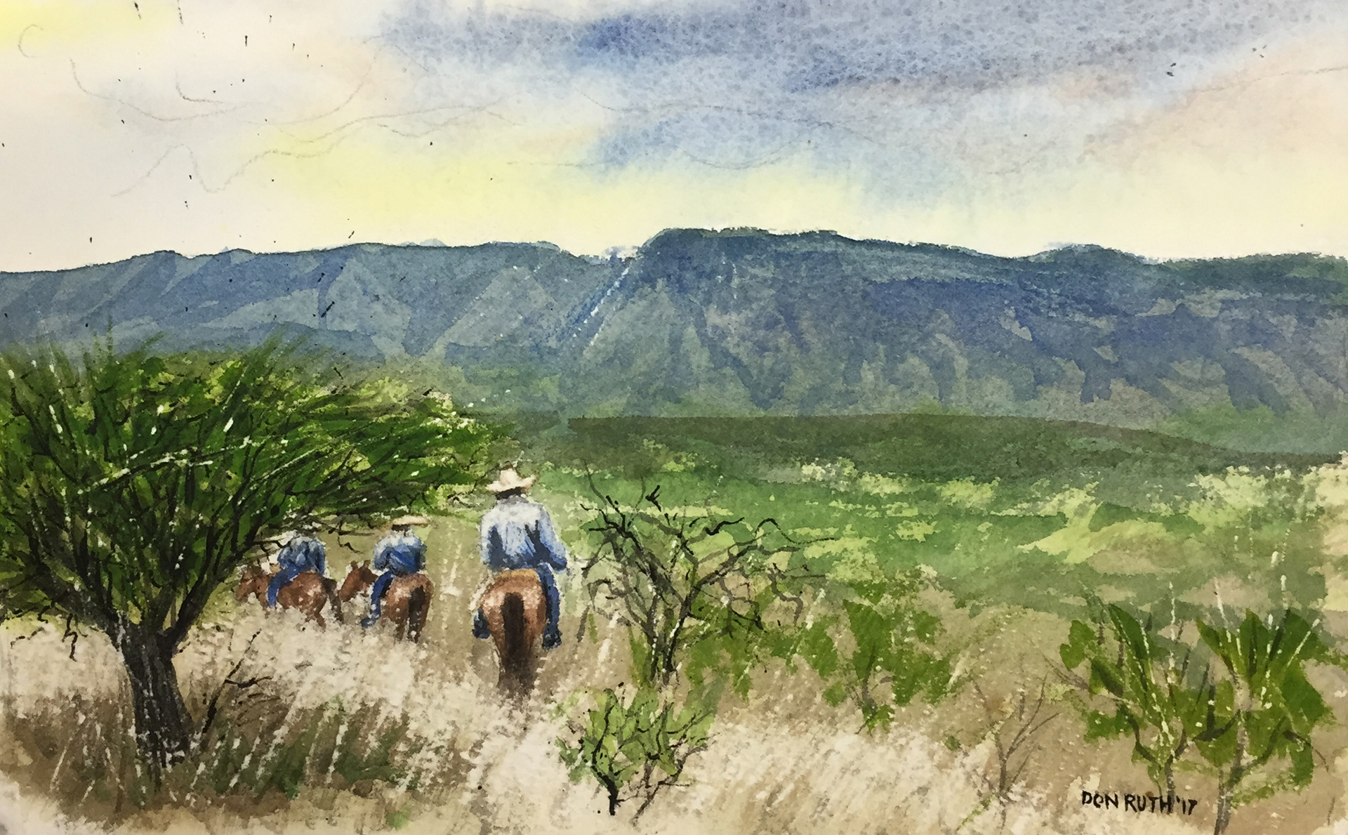 Watercolor Mexican Train, Don Ruth the works