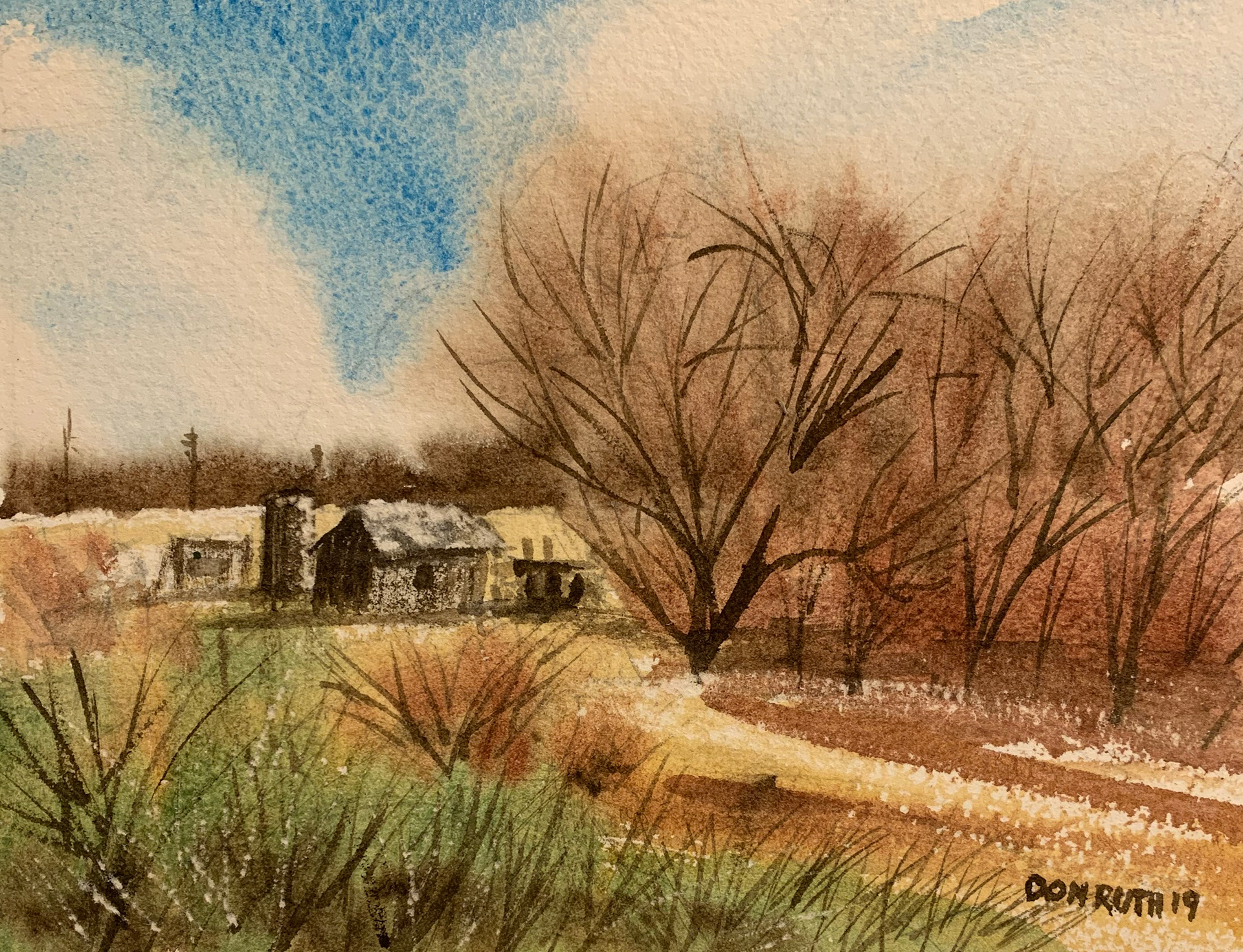 Watercolor Don Ruth the Works Dry Wyoming Winter